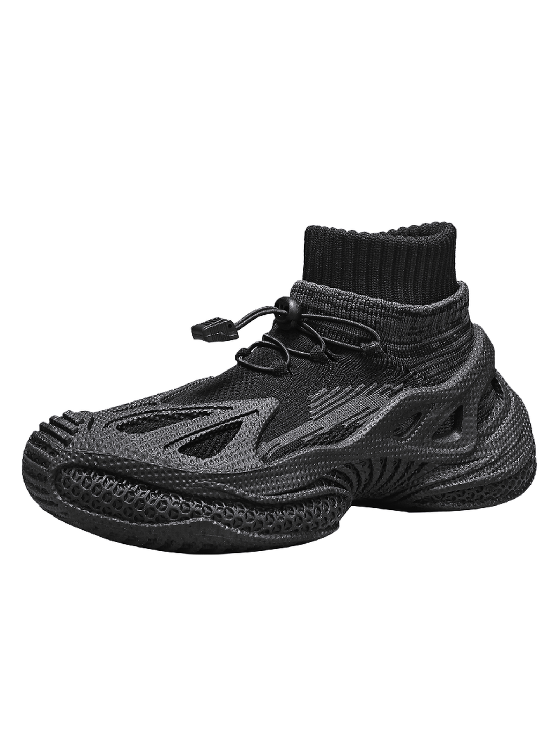 Black Athleisure Knit Sneakers