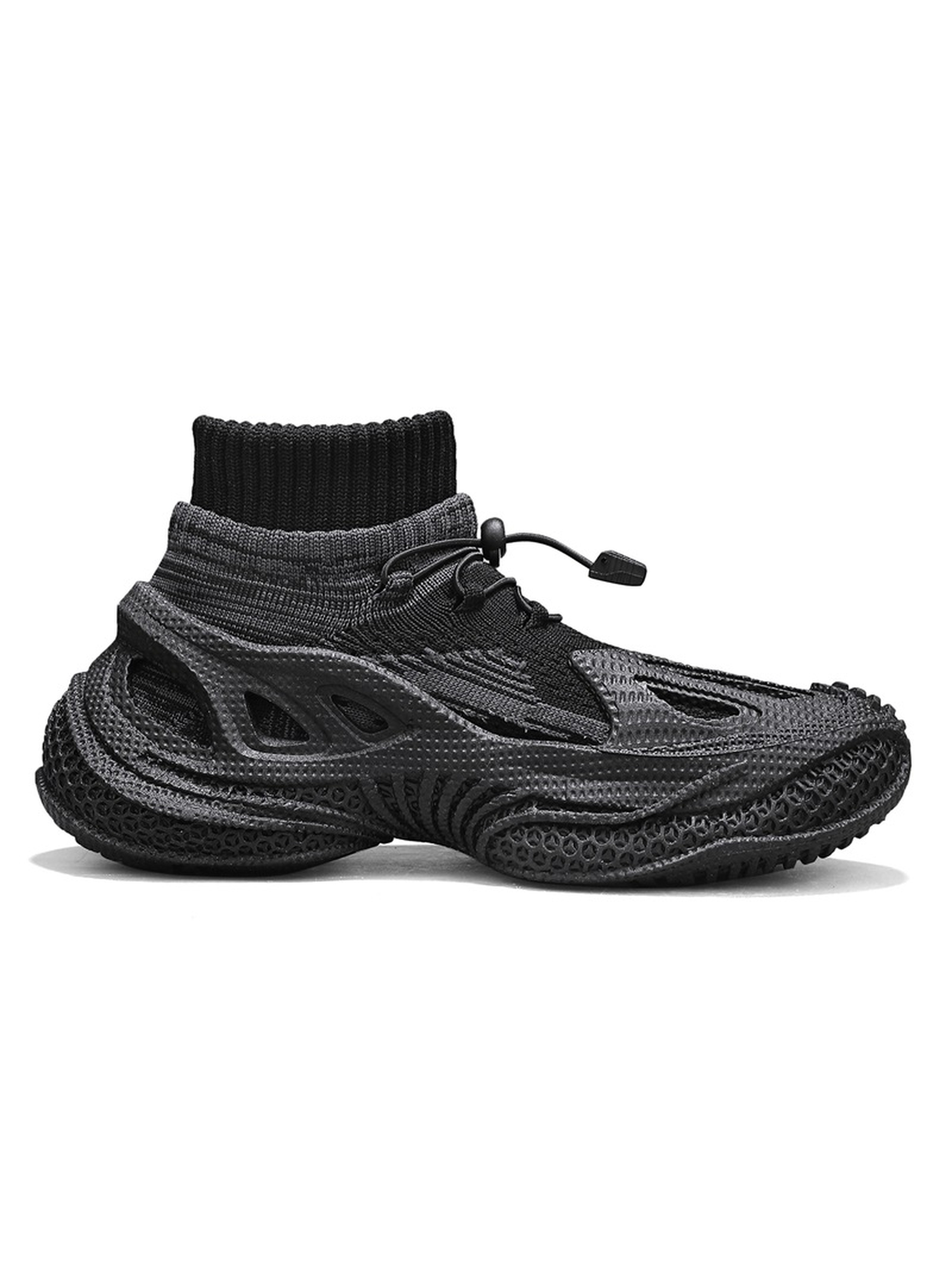 Black Athleisure Knit Sneakers