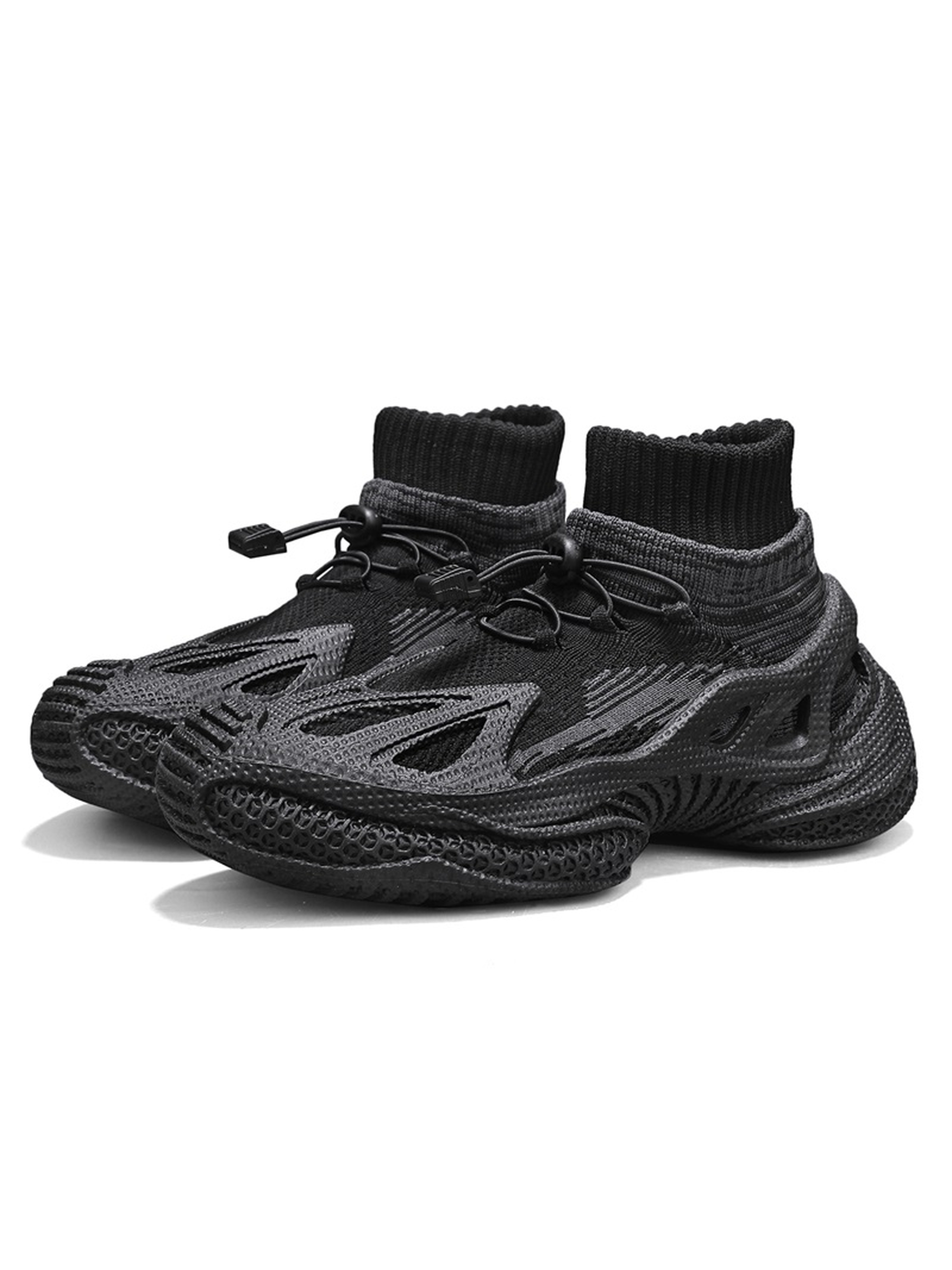 Black Athleisure Knit Sneakers