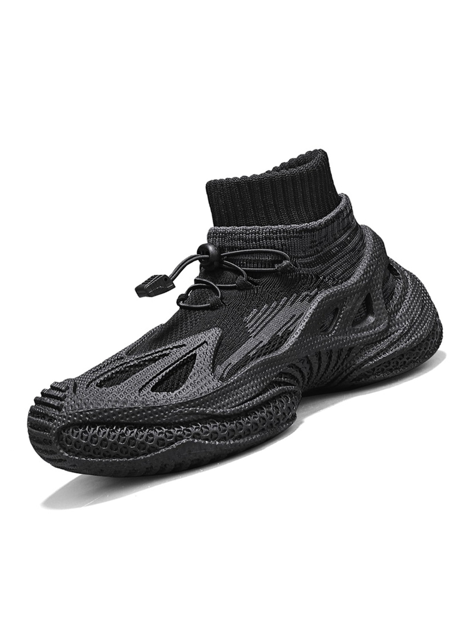 Black Athleisure Knit Sneakers