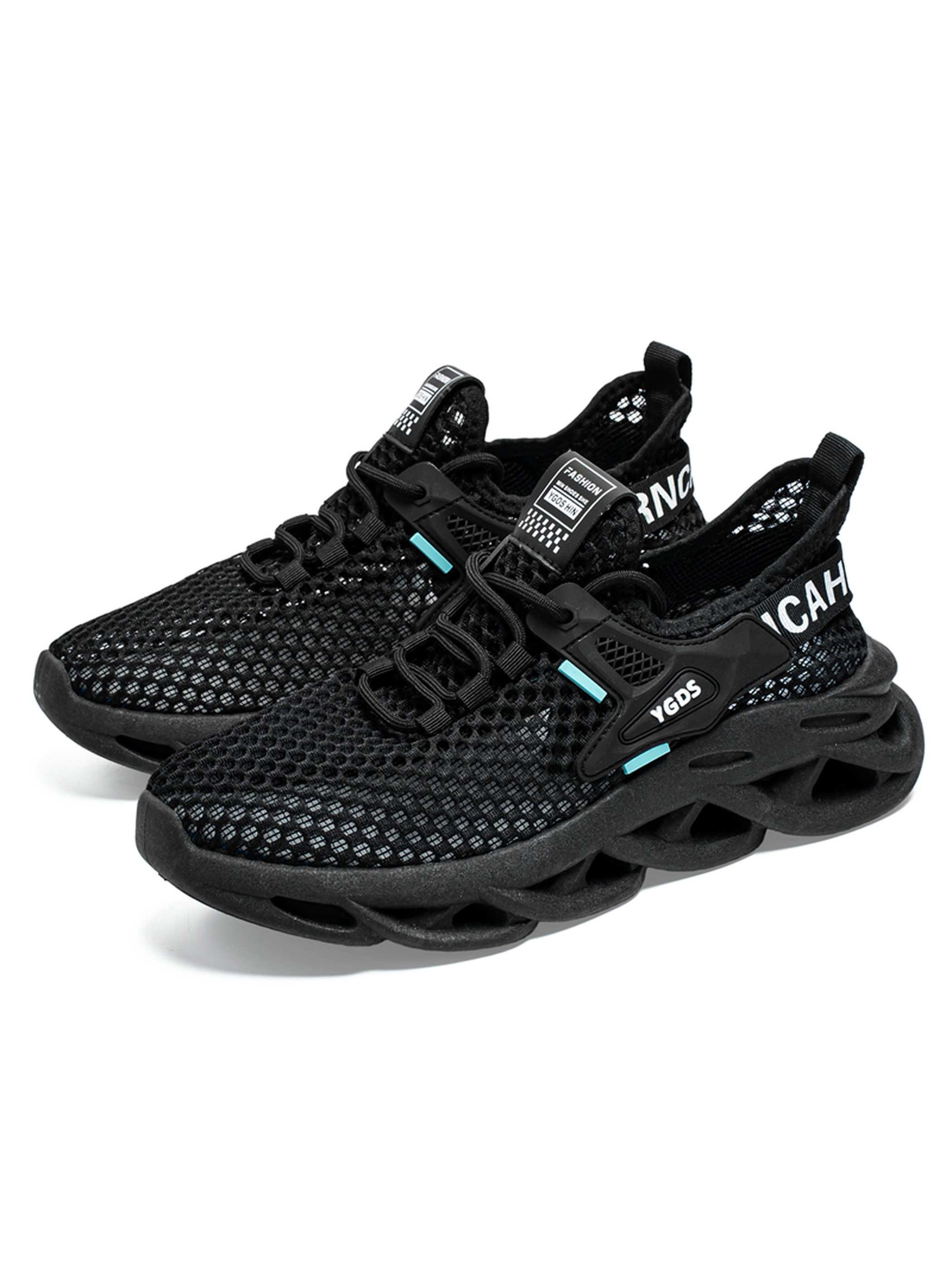 Black Mesh Lace Up Sneakers