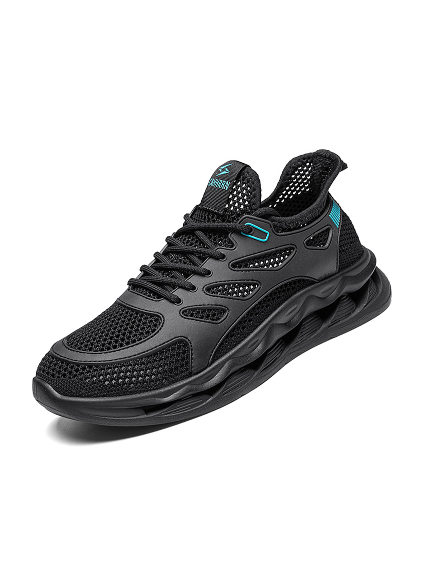 Black Mesh Textured Sneakers