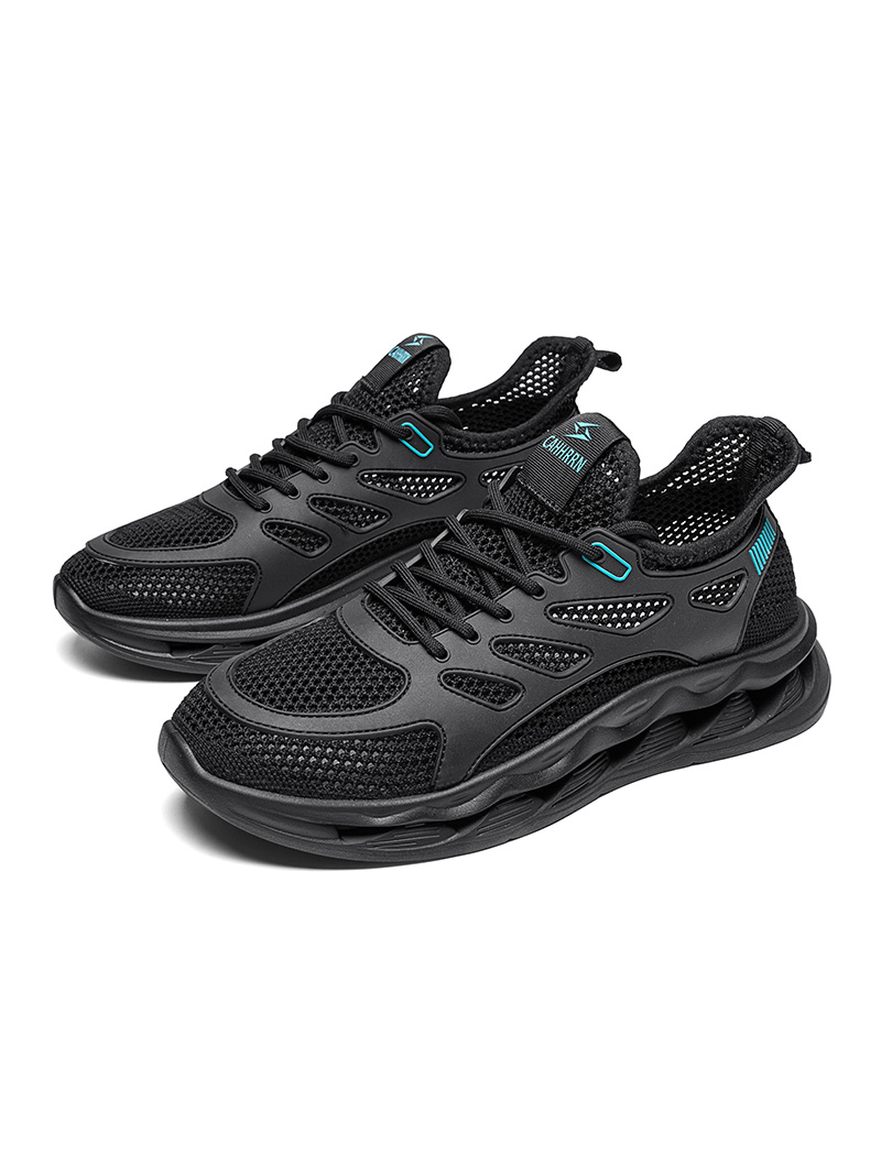 Black Mesh Textured Sneakers