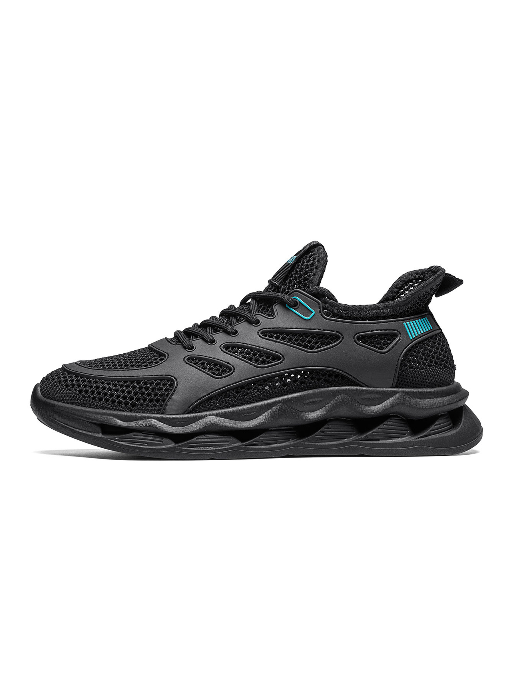 Black Mesh Textured Sneakers