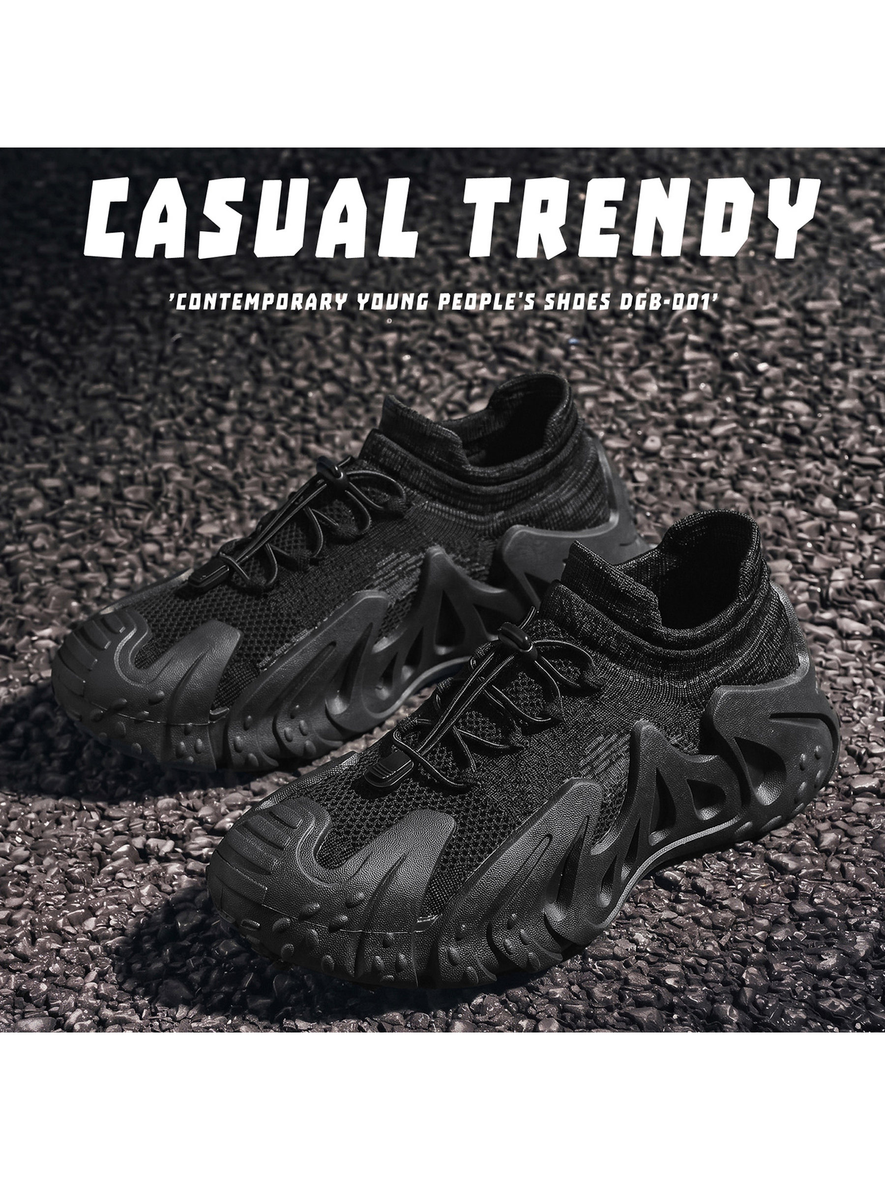 Black Lightweight Toggle String Sneakers