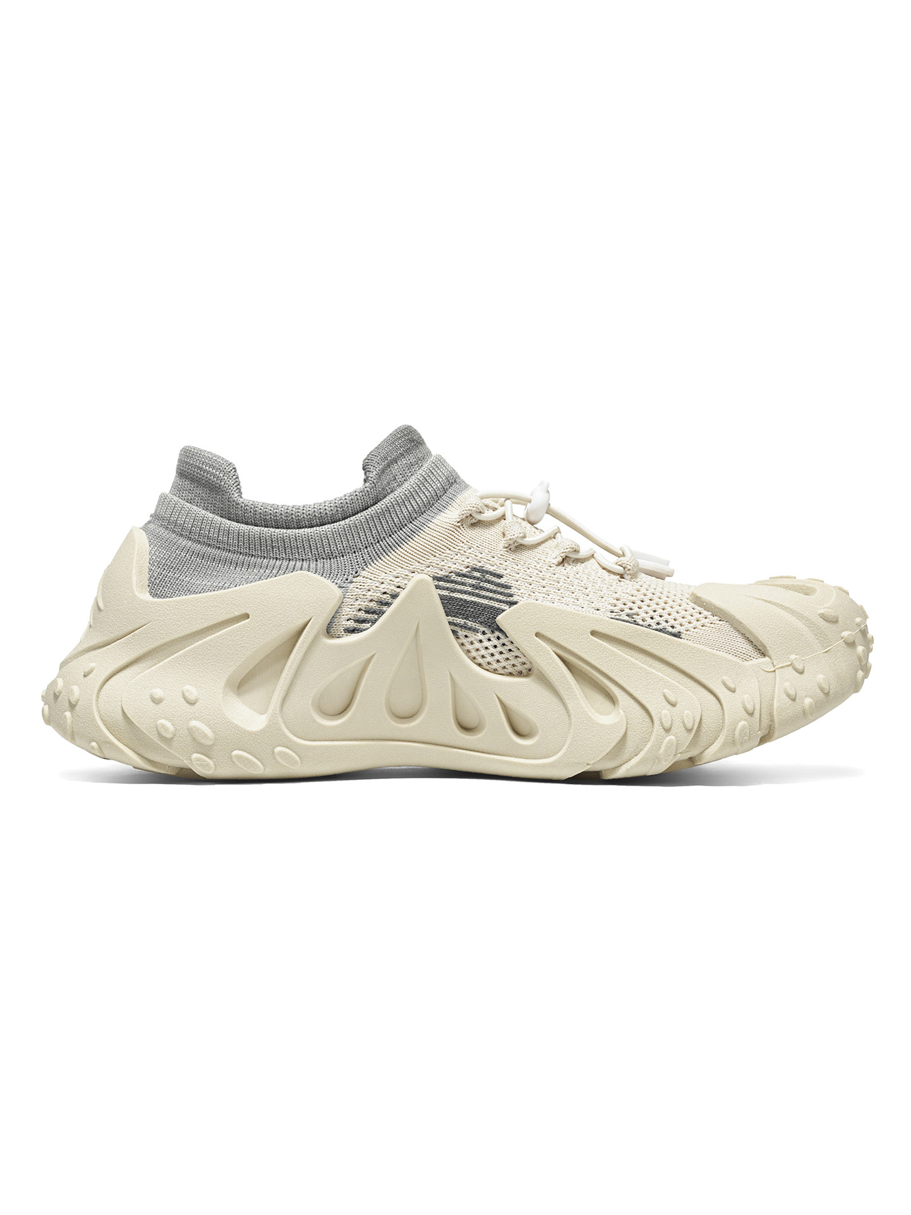 Beige Knit Sports Sneakers