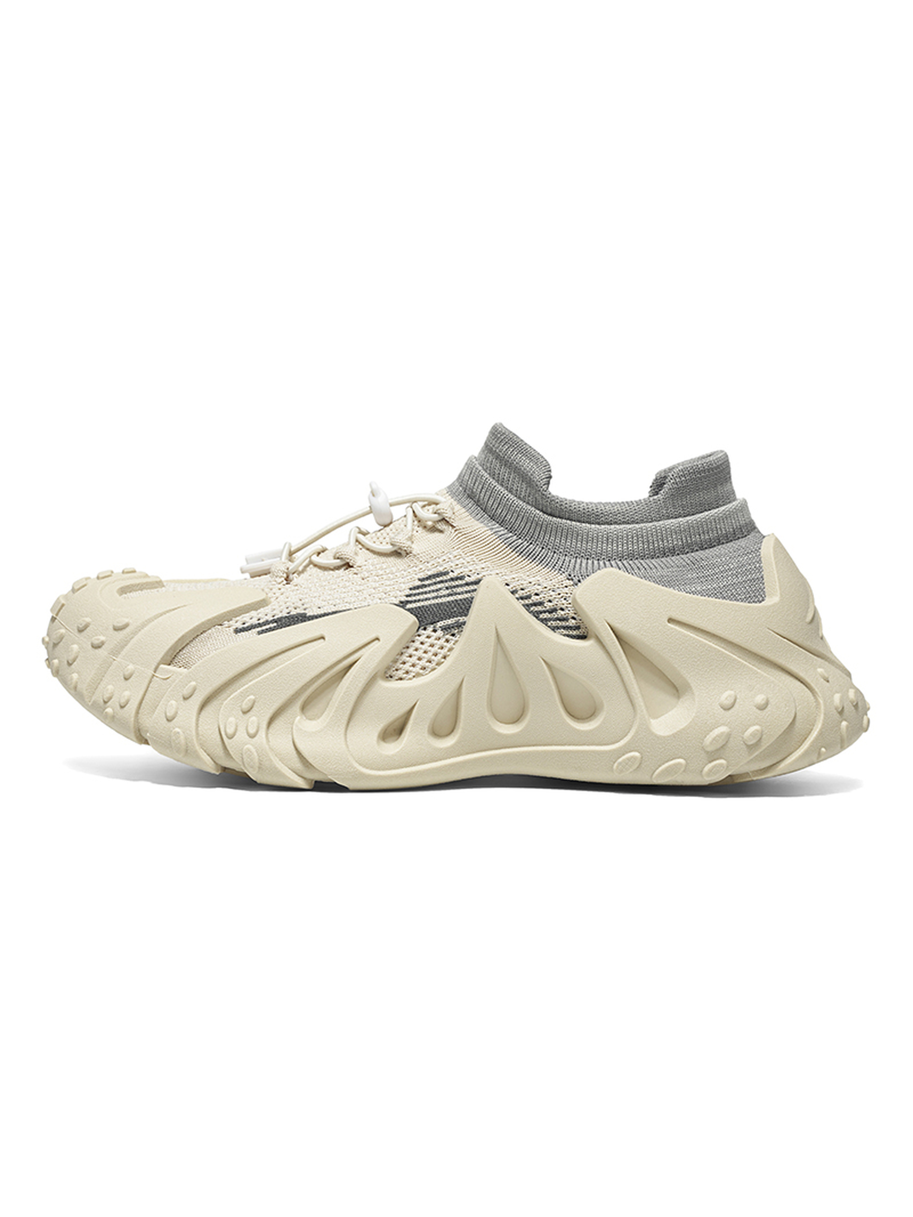 Beige Knit Sports Sneakers
