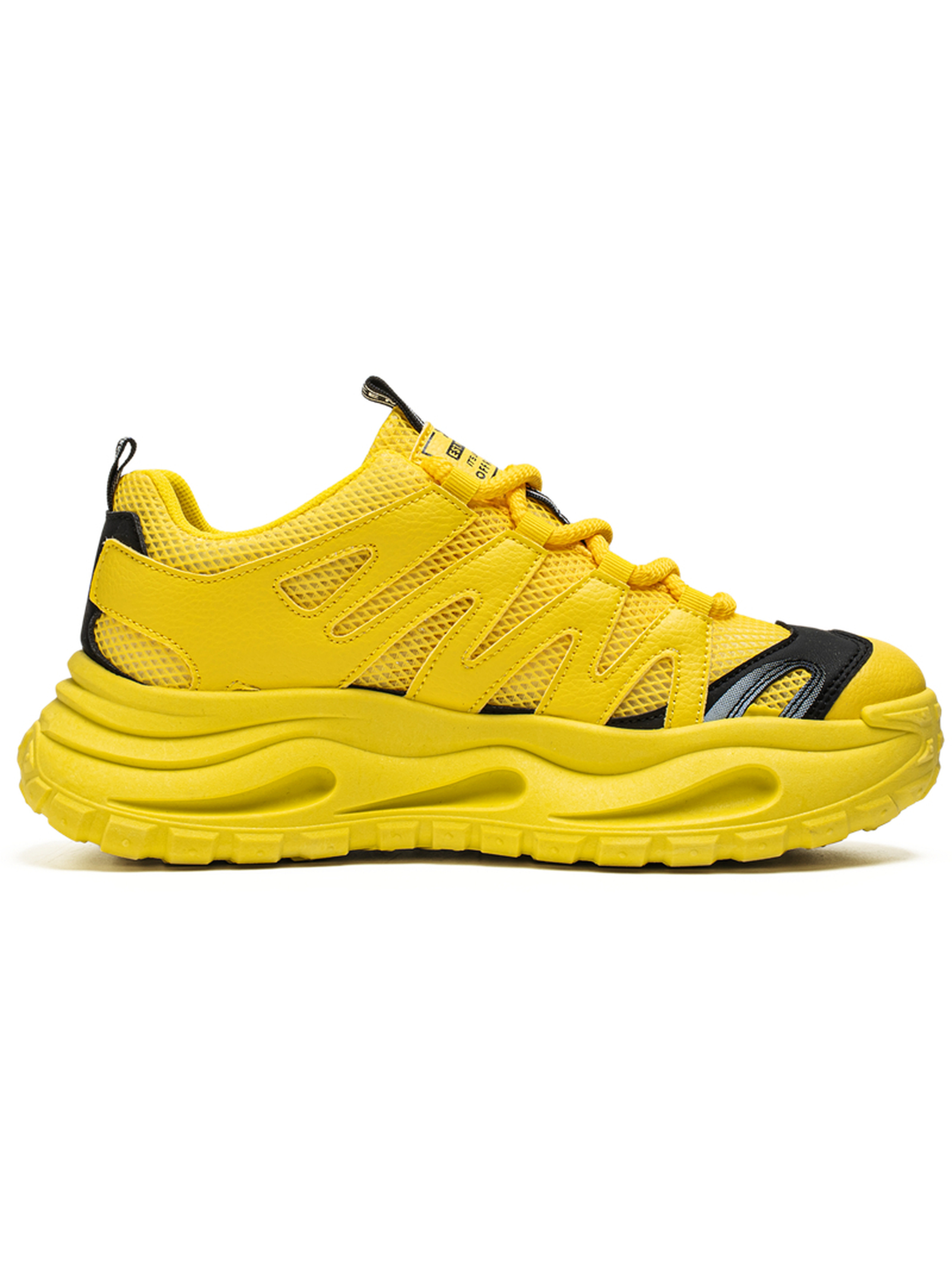 Mens Yellow Mesh Upper Sneakers