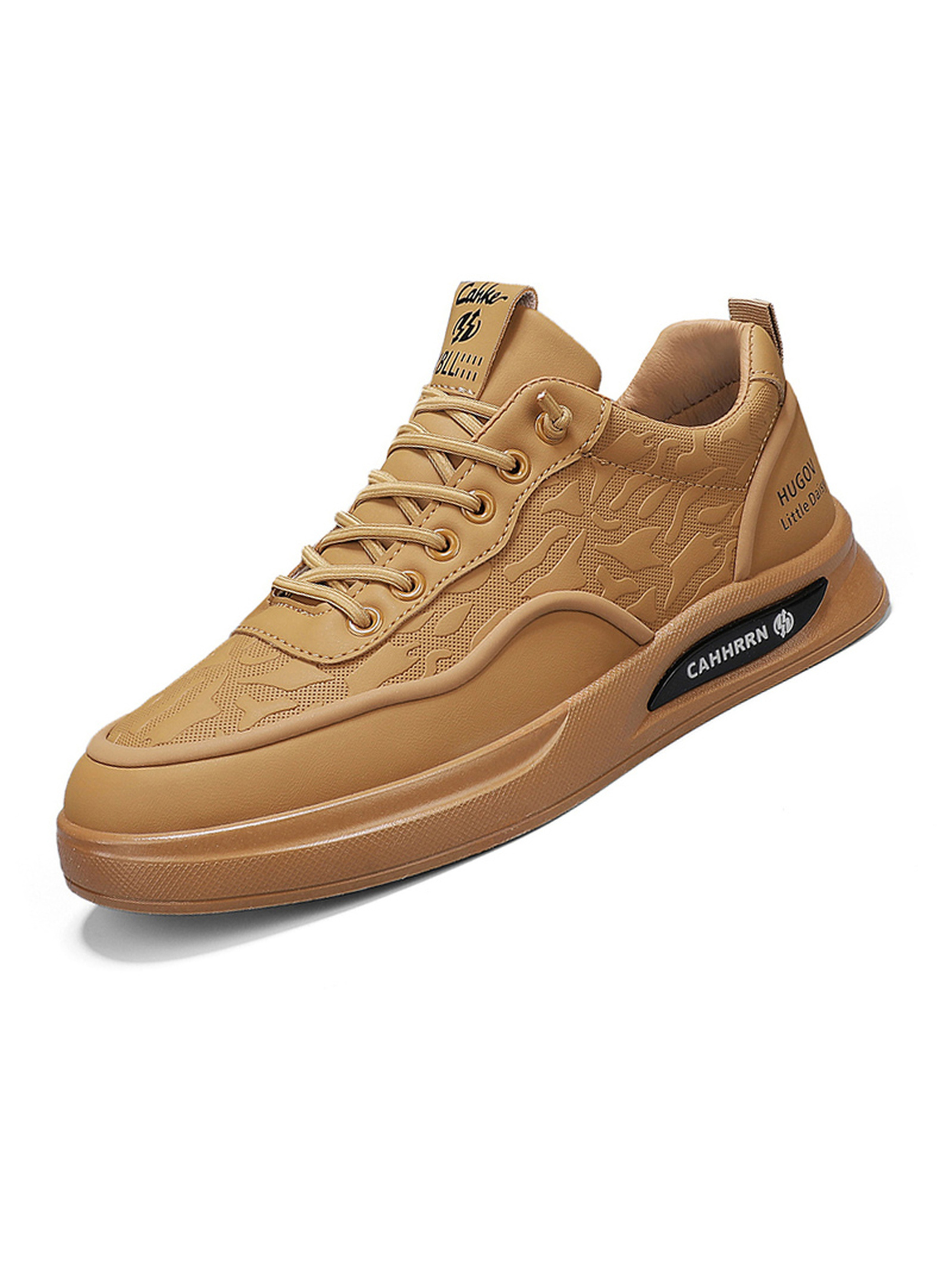 Mens Tan Textured Casual Sneakers