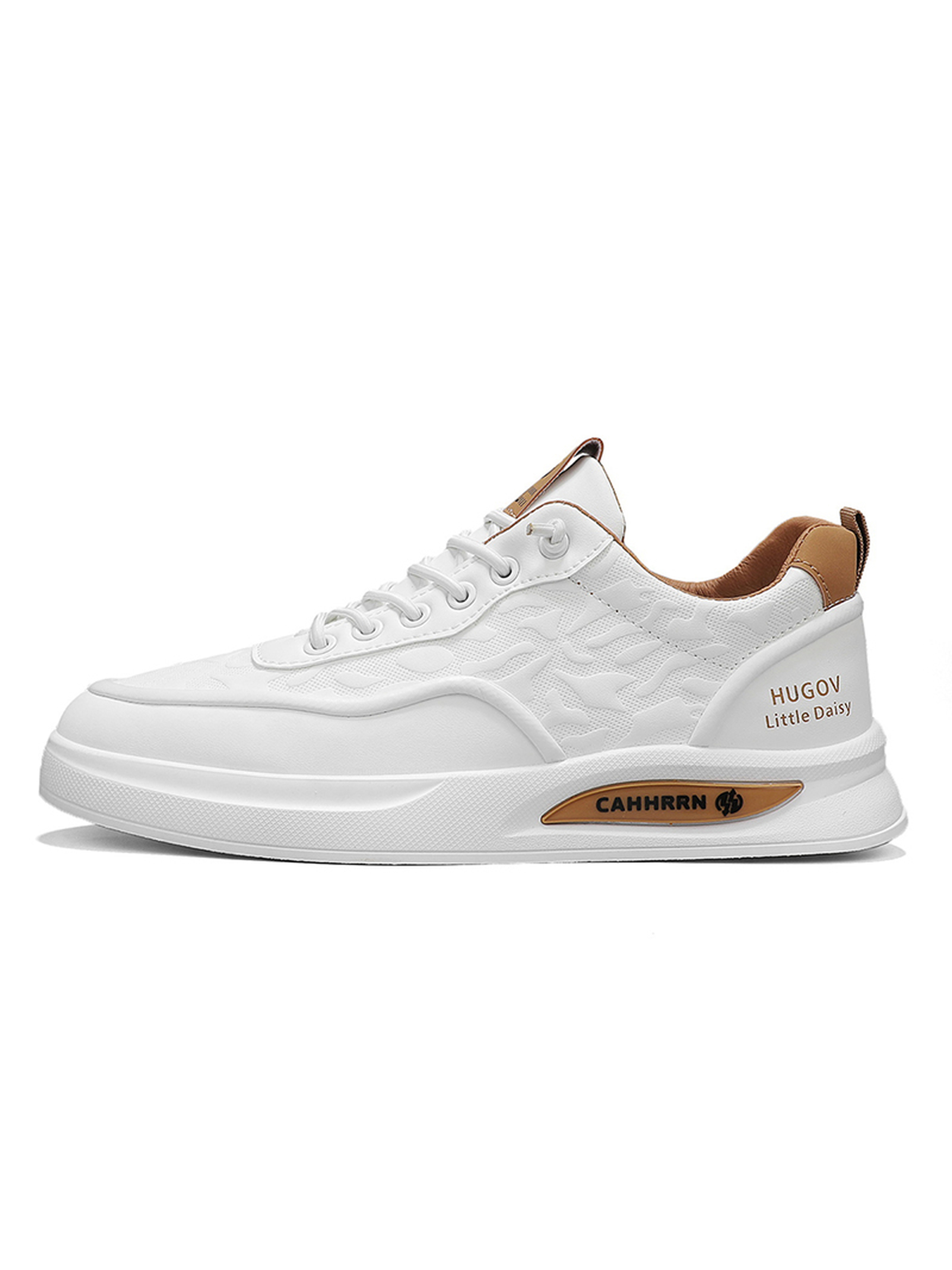Mens White Textured Casual Sneakers