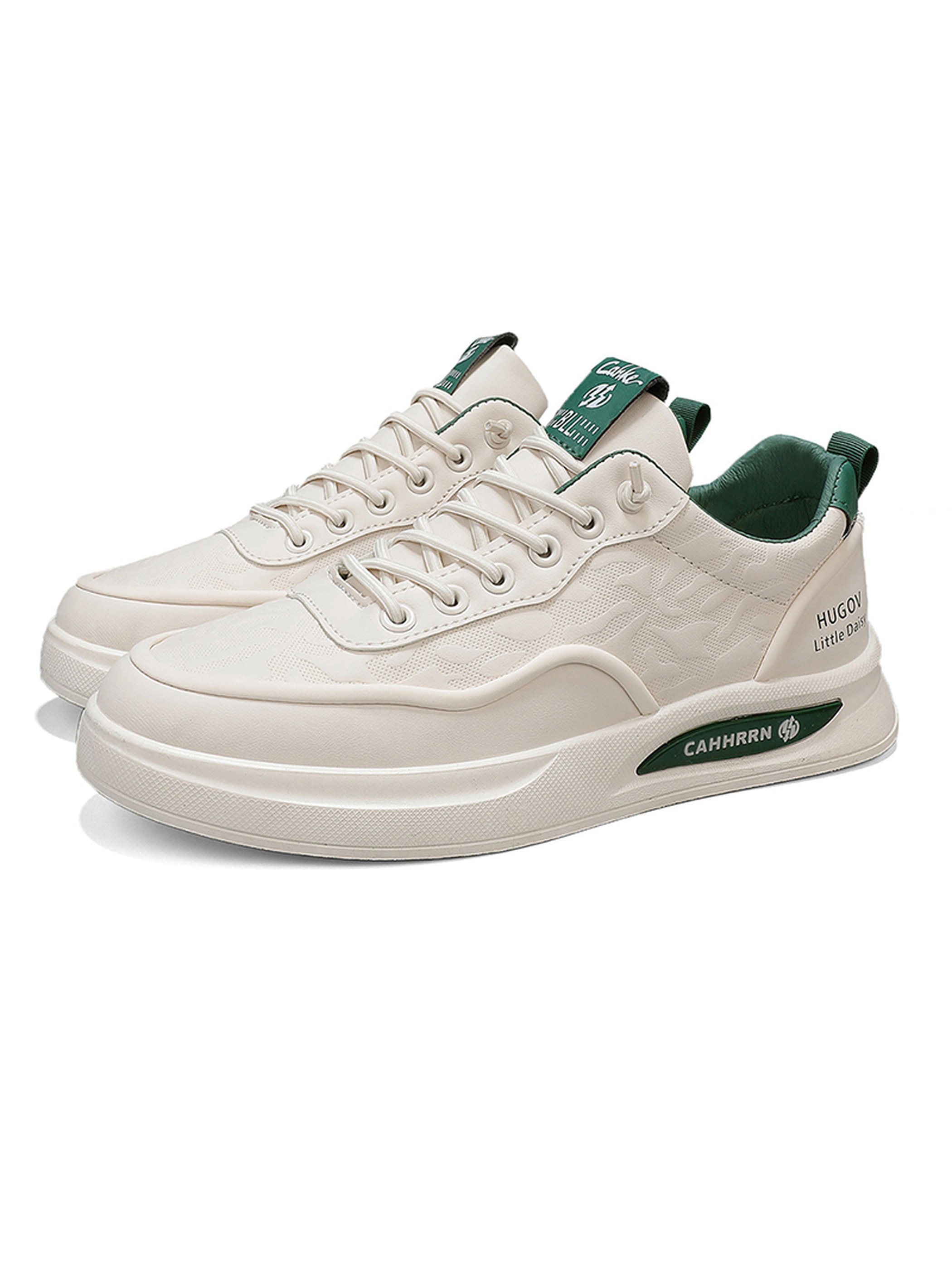 Cream Lace Up Casual Sneakers