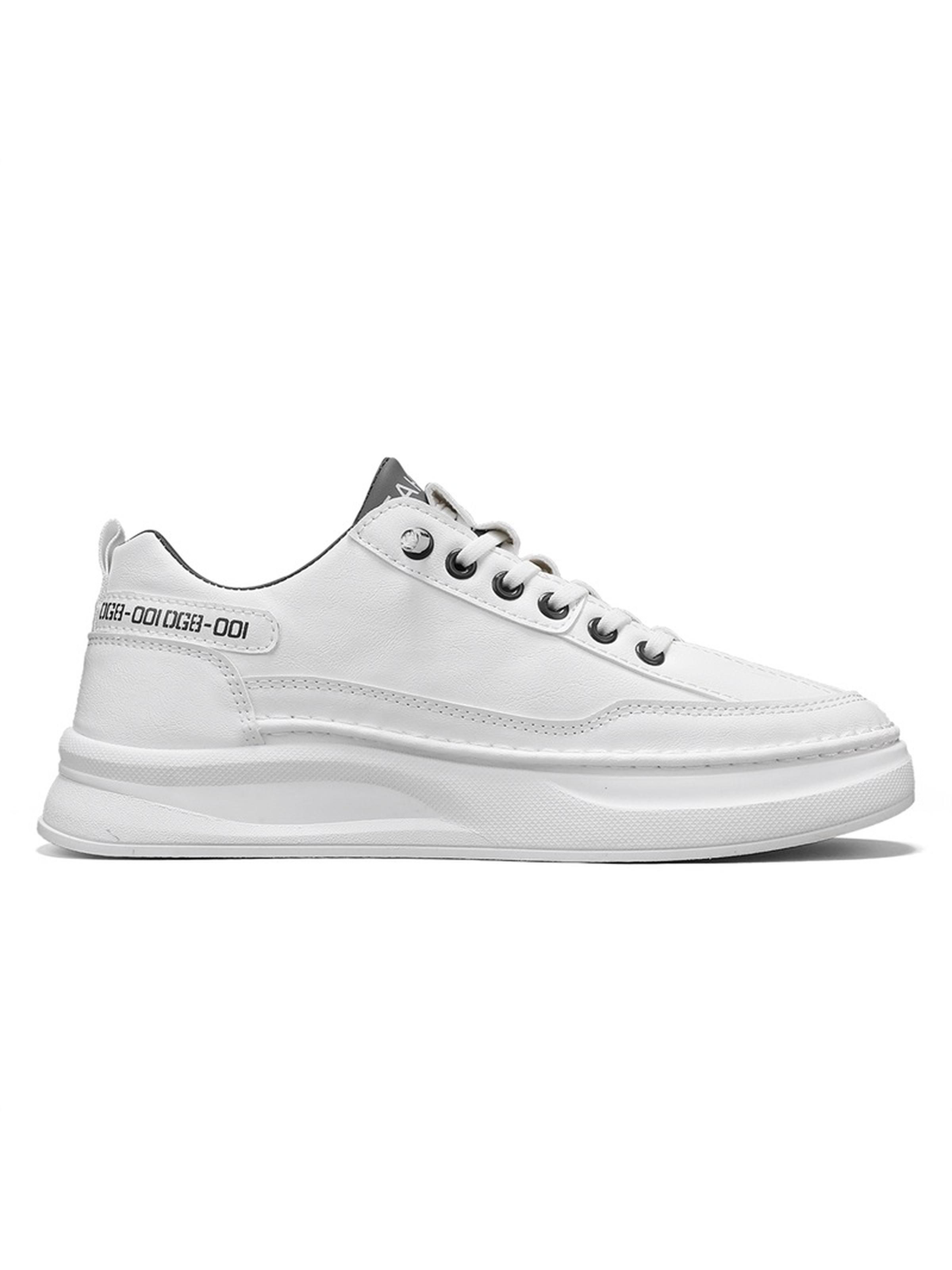 Mens White Lace Design Sneakers with Side Zip Detail