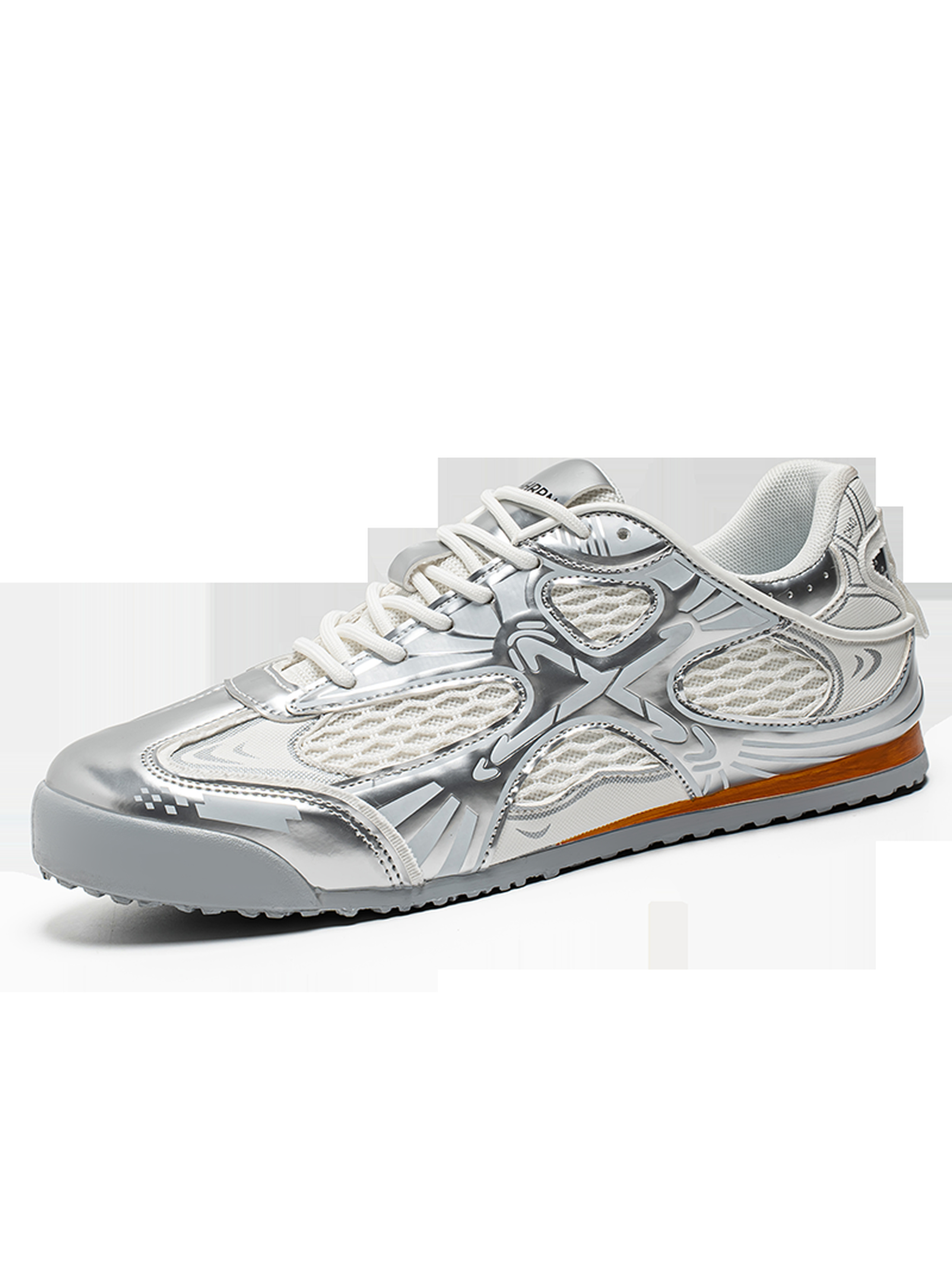 Mens Silver Mesh Sporty Sneakers