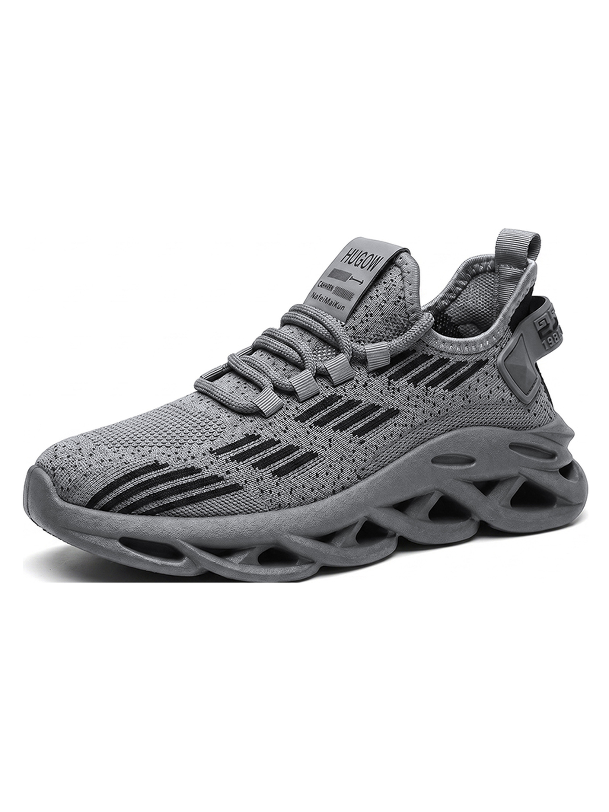 Mens Grey Knit Sporty Sneakers