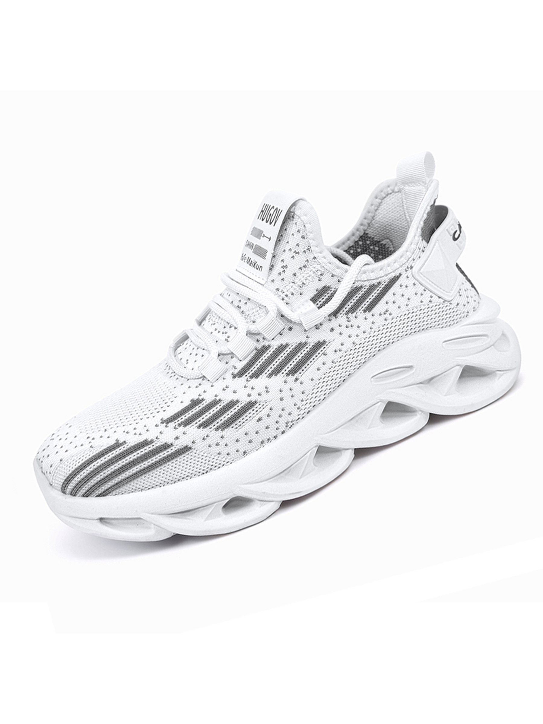 Mens White Knit Sporty Sneakers
