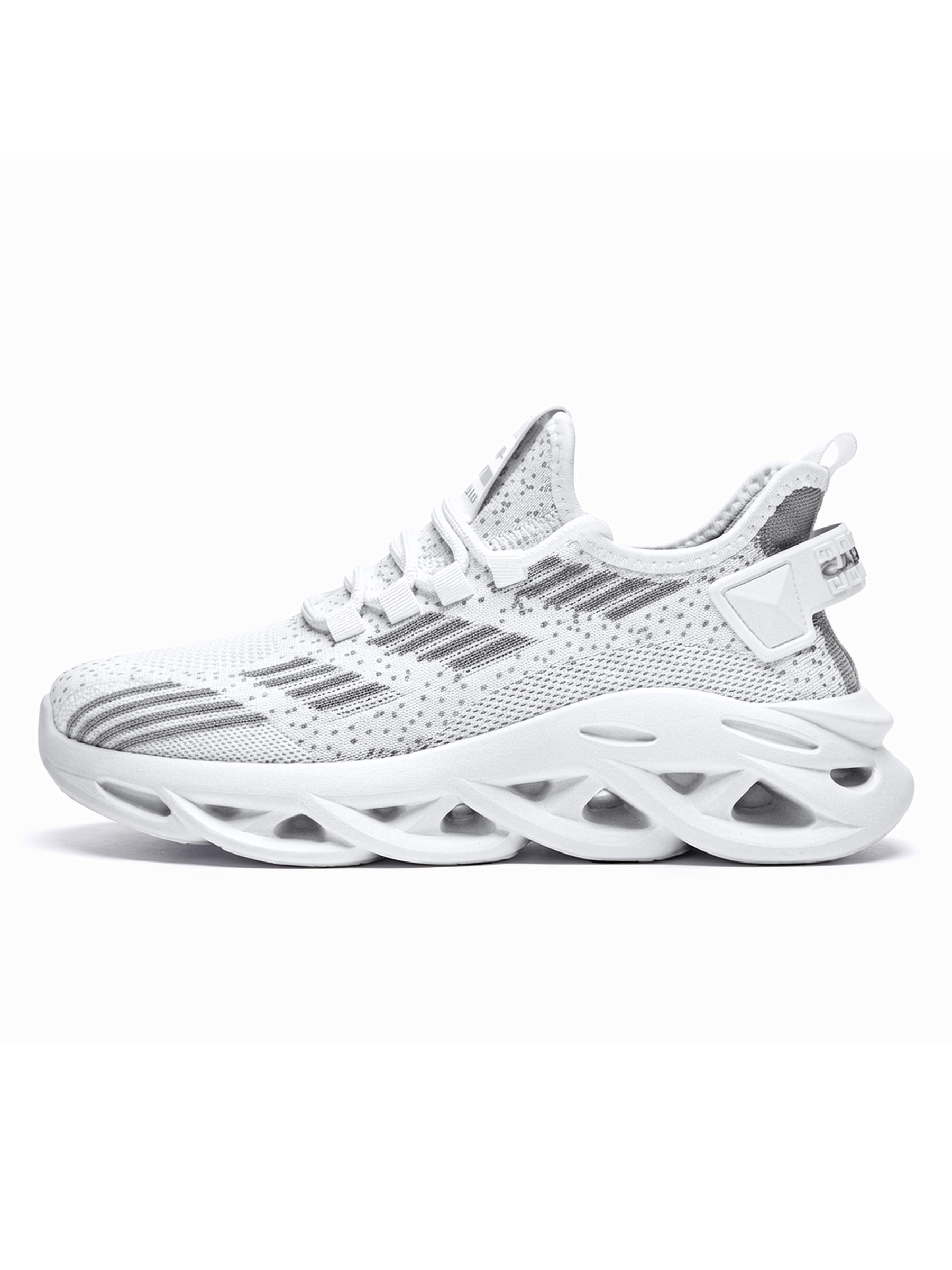 Mens White Knit Sporty Sneakers