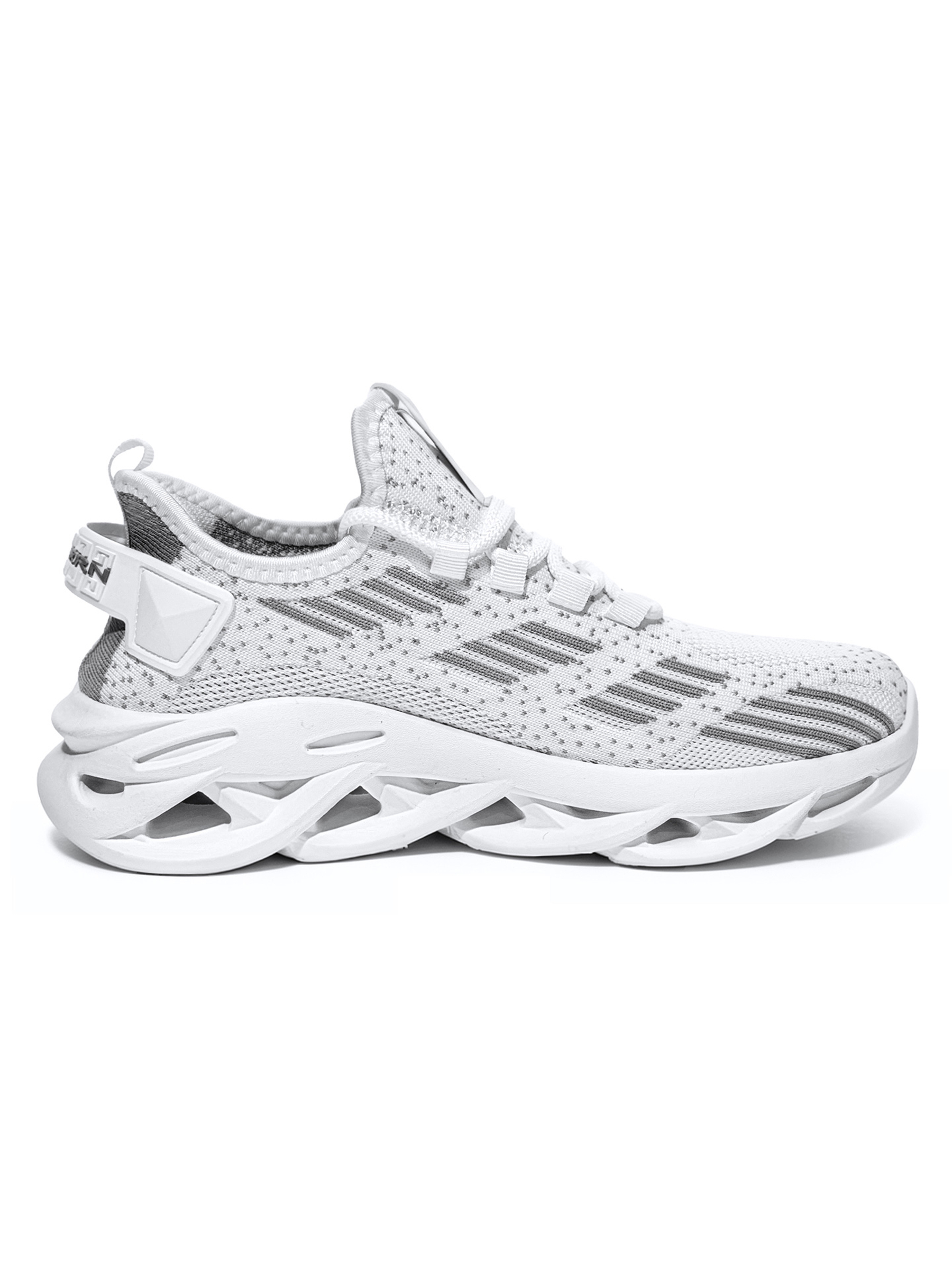 Mens White Knit Sporty Sneakers