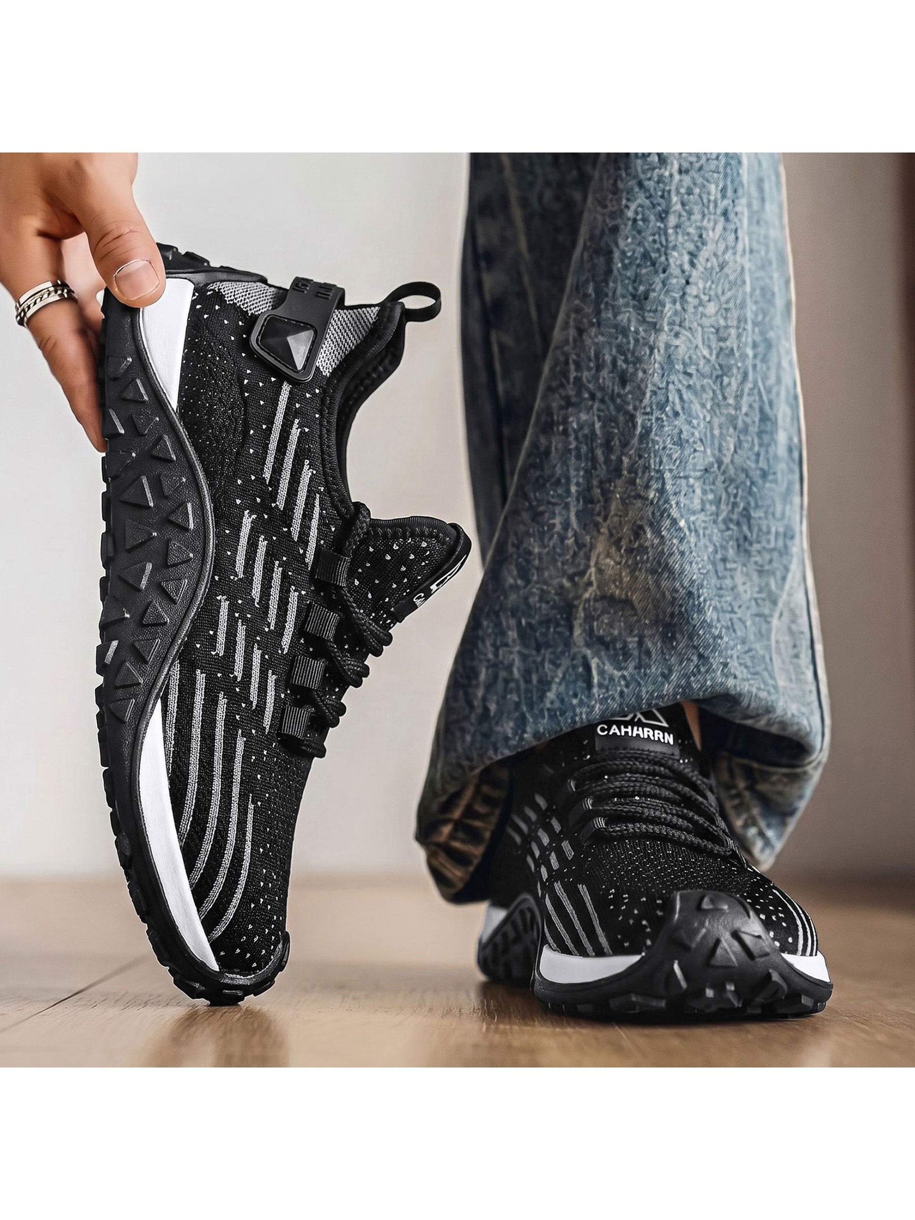 Black Lightweight Lace Up Sneakers
