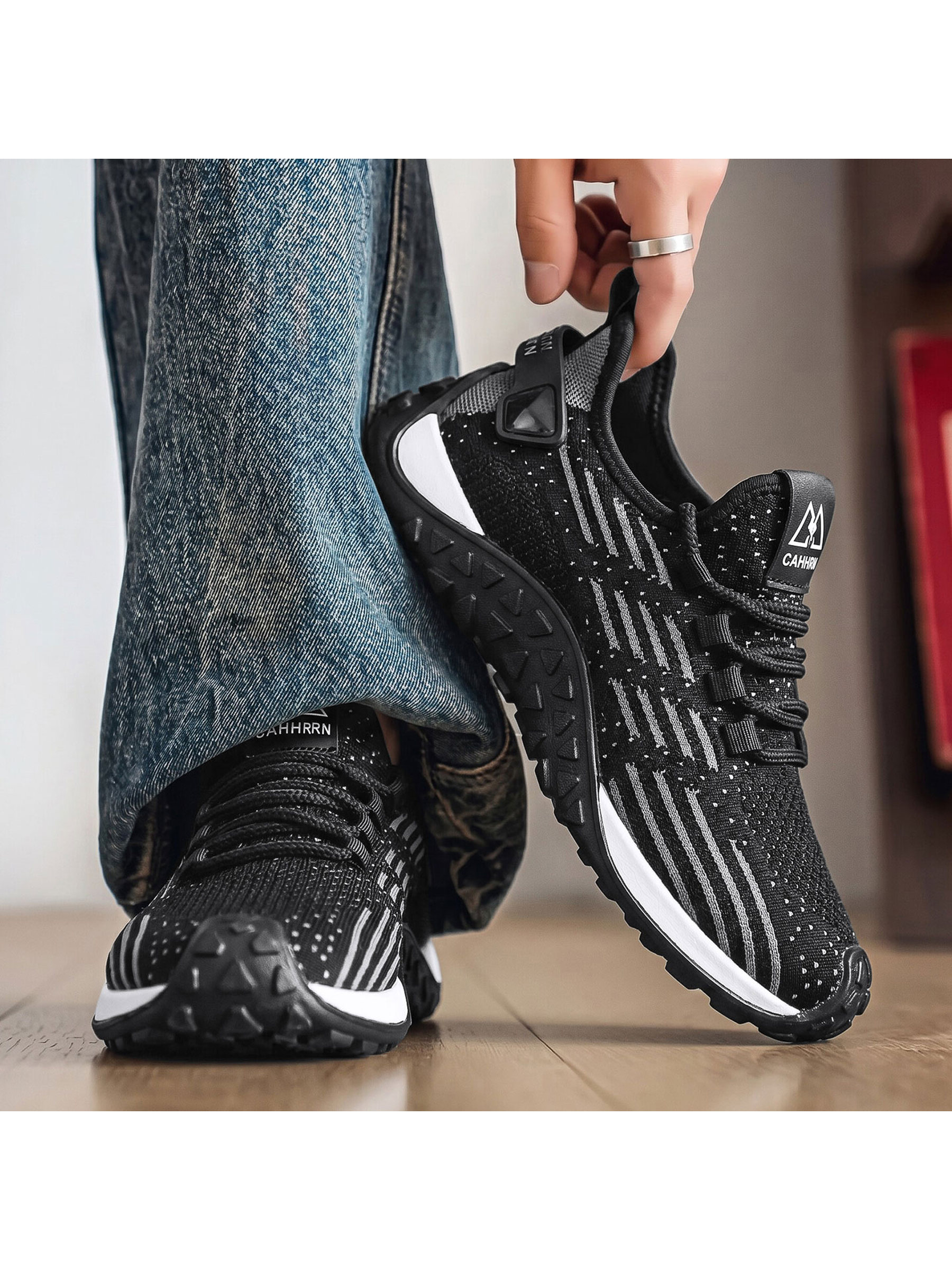 Black Lightweight Lace Up Sneakers
