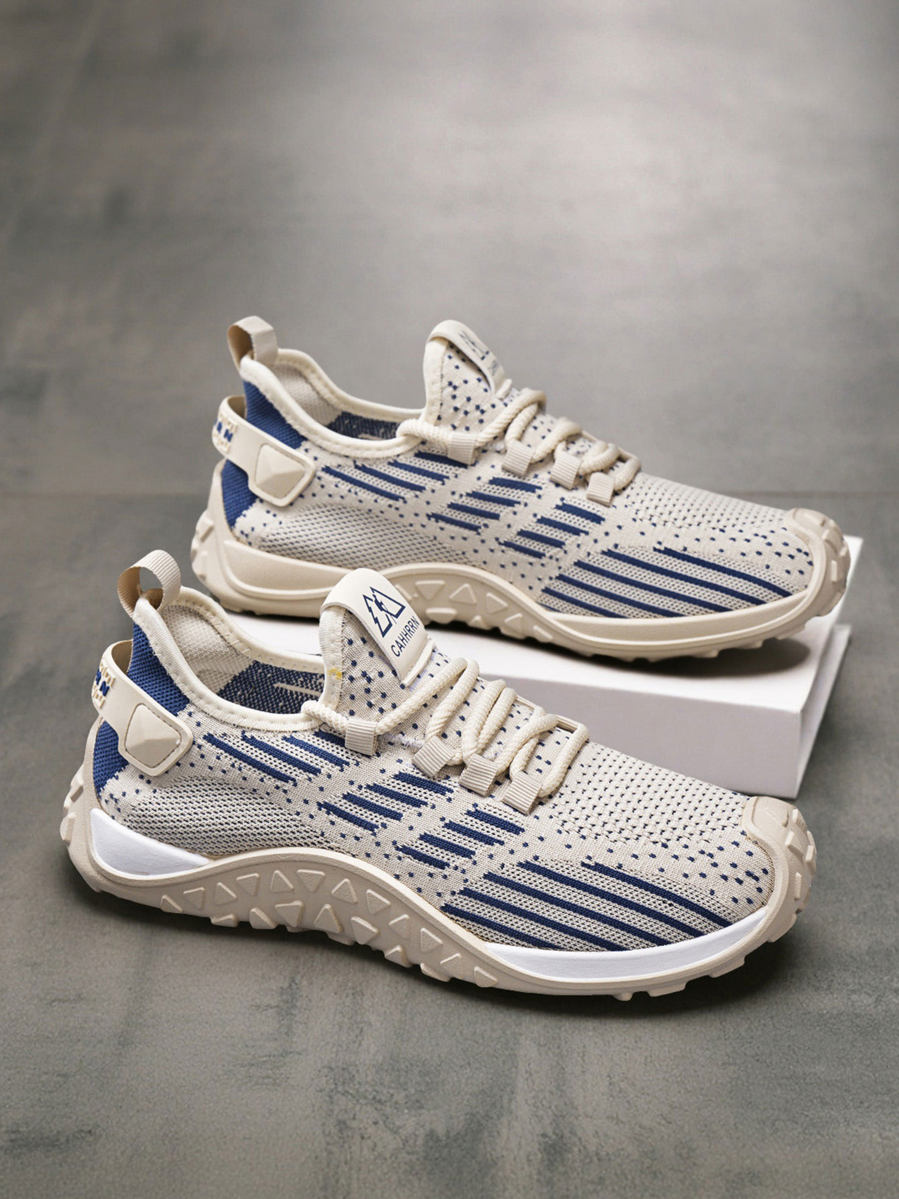 Beige Breathable Lace Up Sneakers