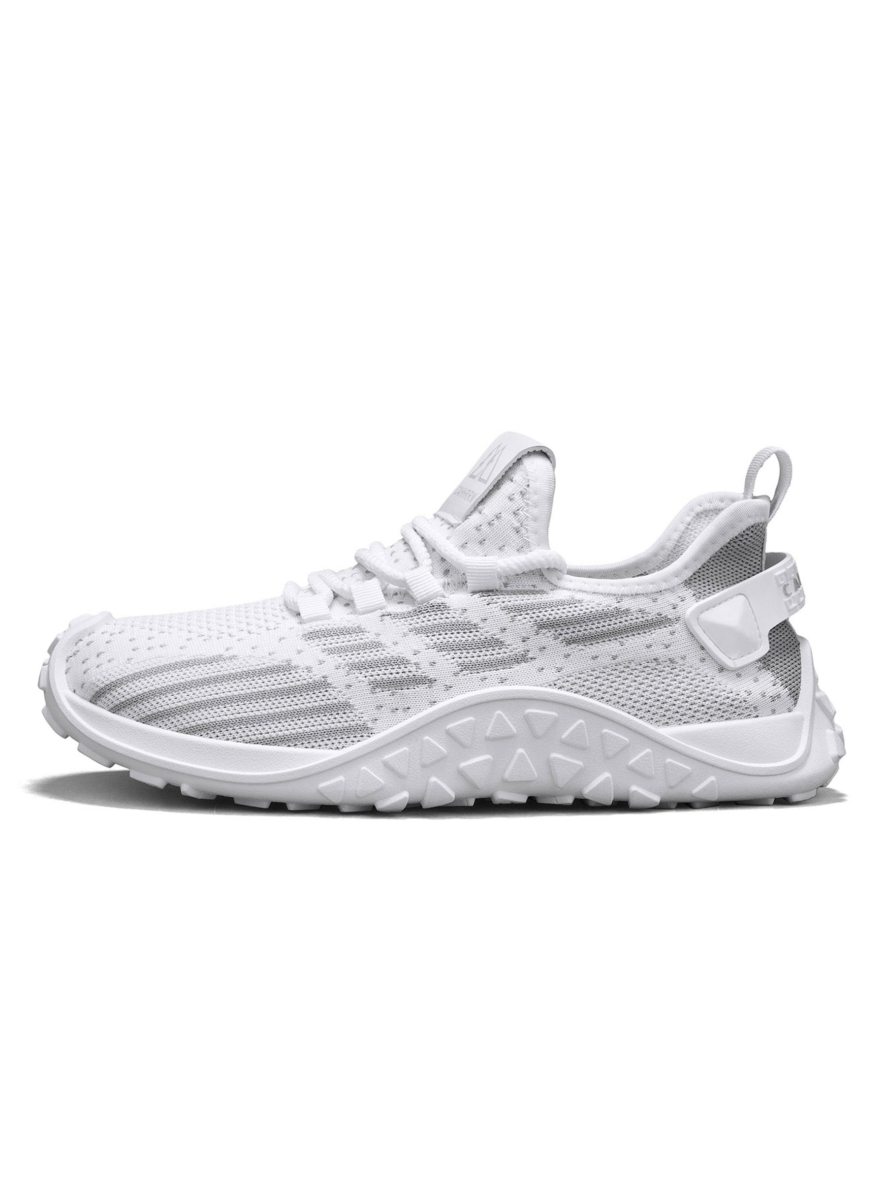 Mens White Knit Sporty Sneakers