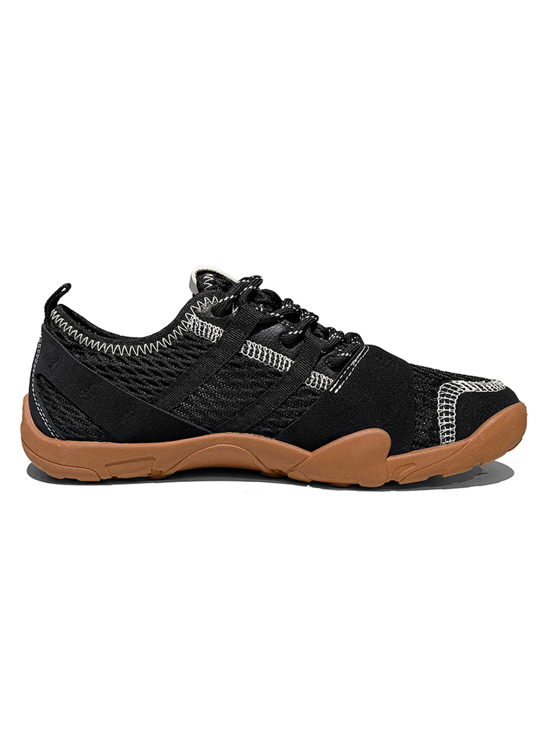 Black Lace Up Sneakers with Gum Sole