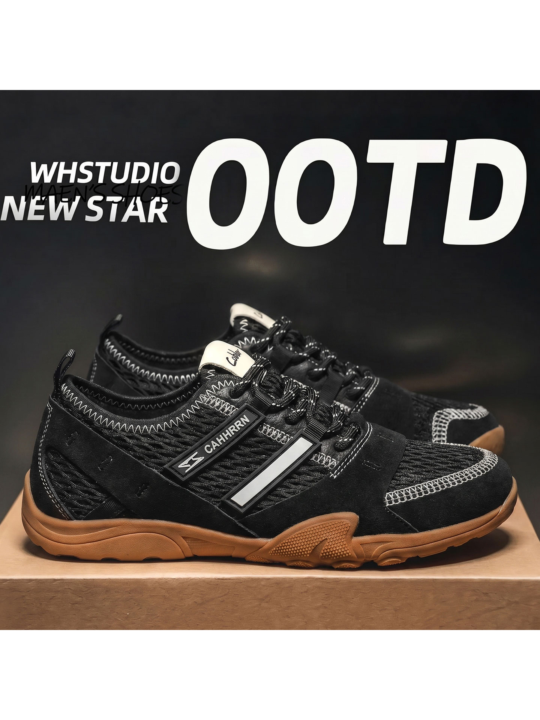 Black Lace Up Sneakers with Gum Sole