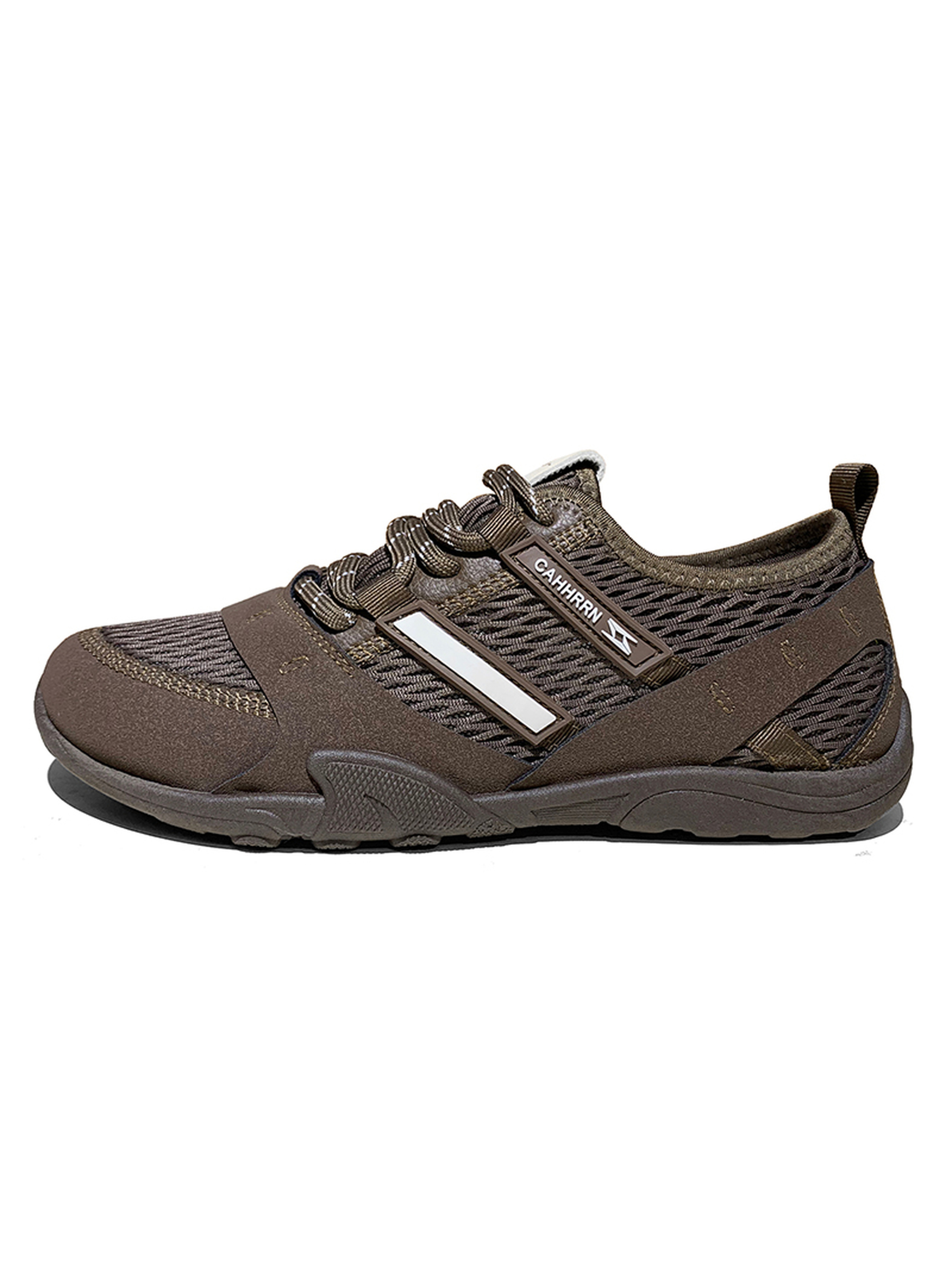 Mens Brown Textured Lace Up Sneakers