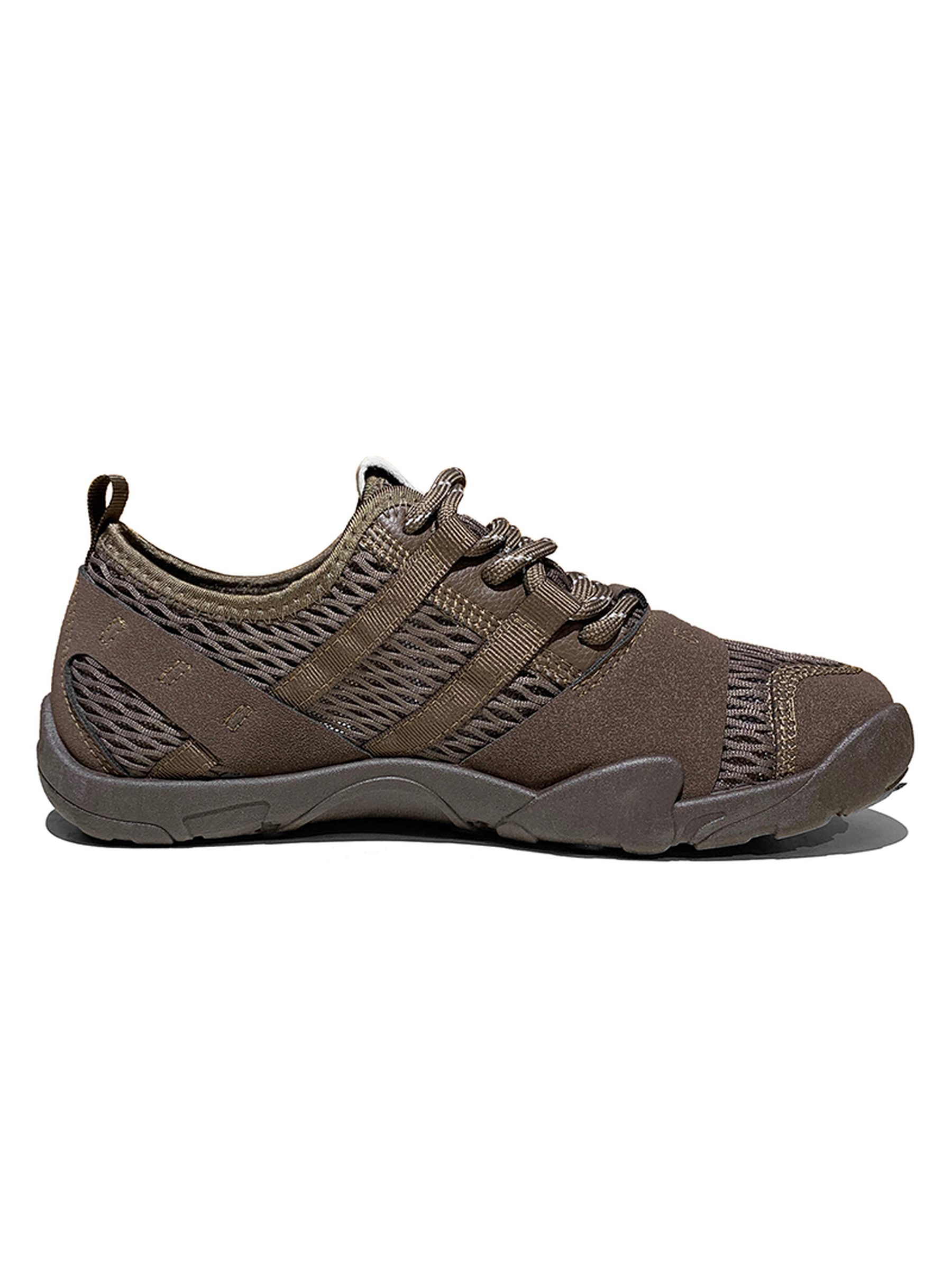 Mens Brown Textured Lace Up Sneakers
