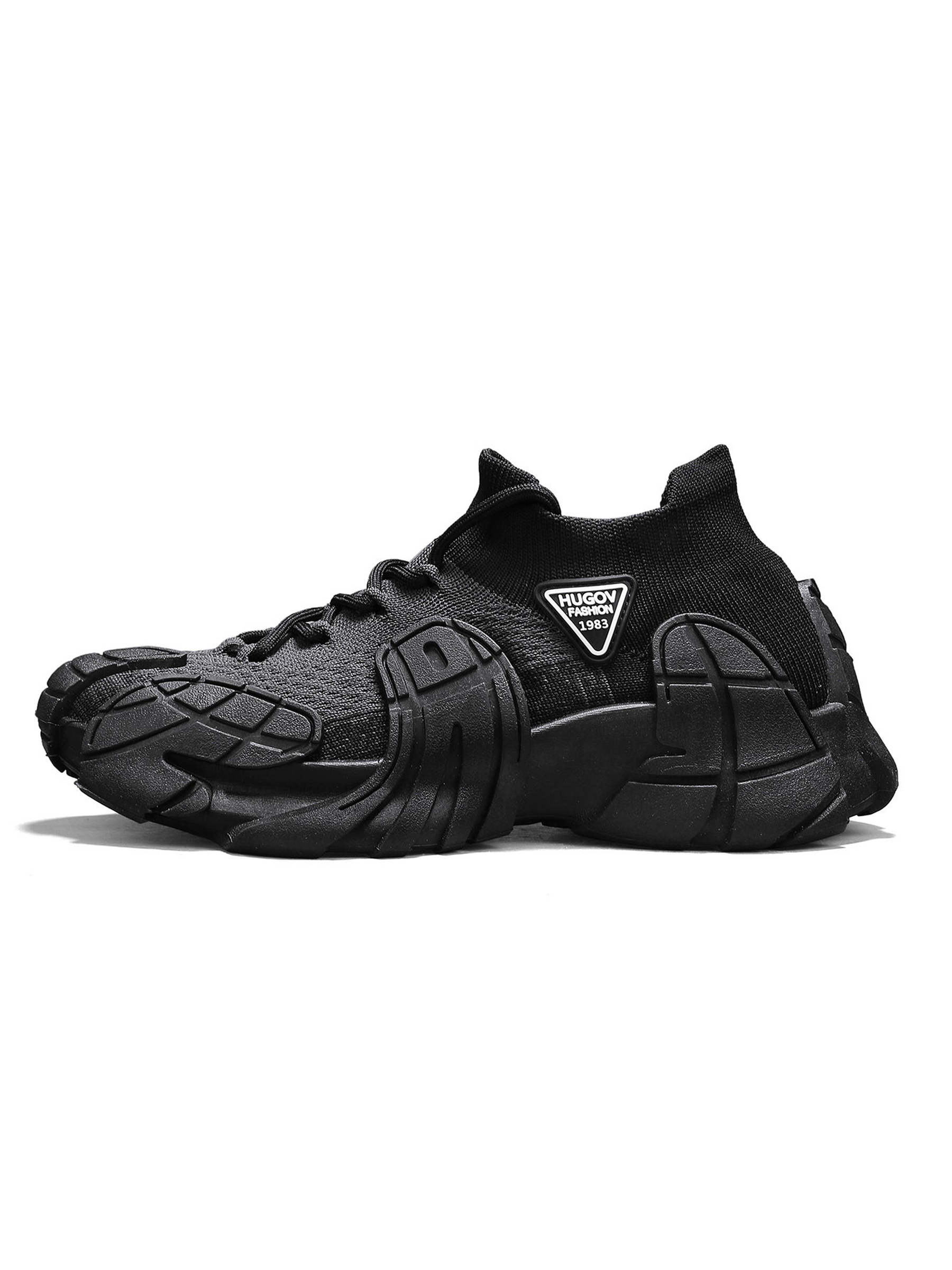 Black Lightweight Knit Lace Detail Sneakers