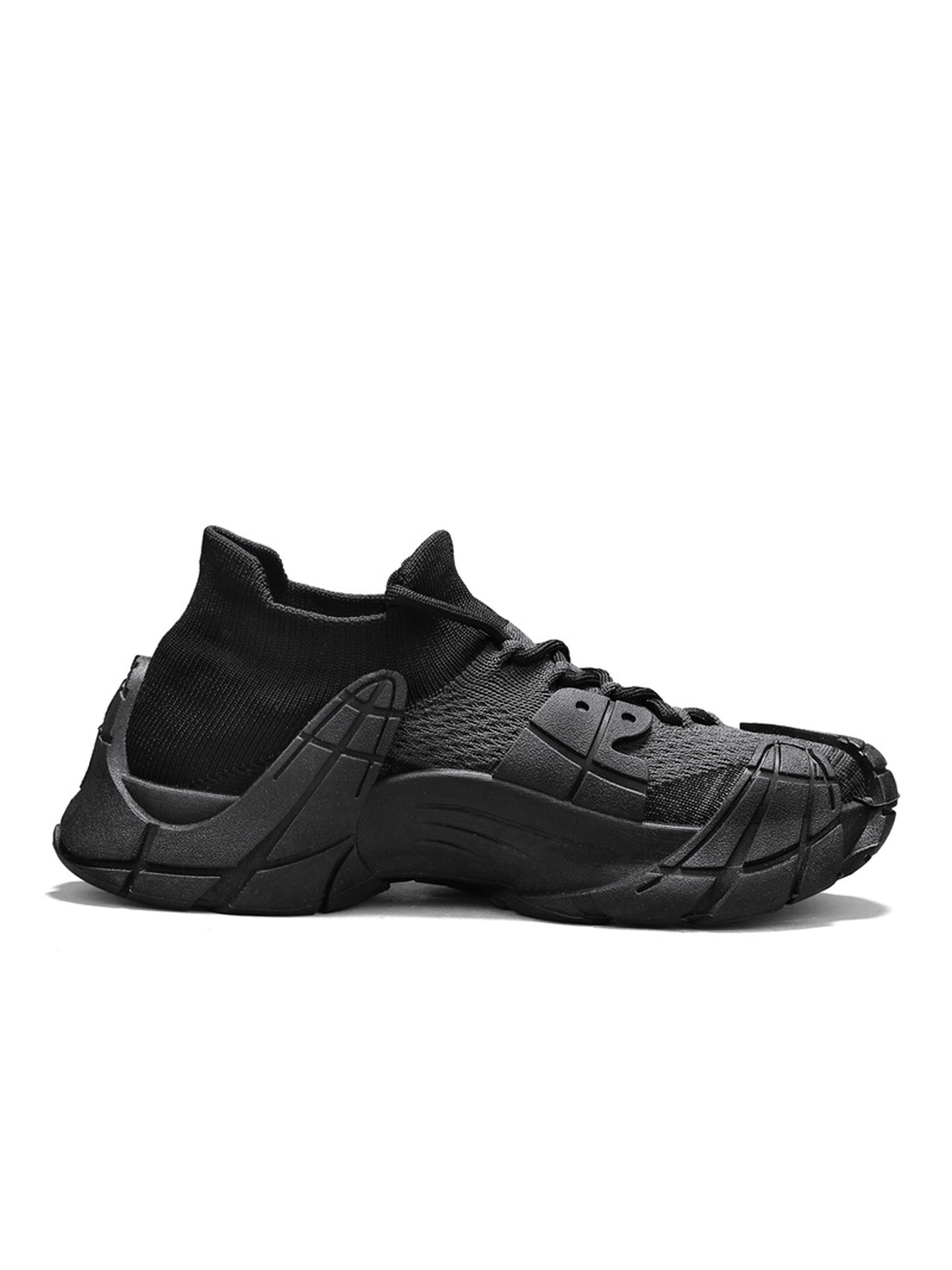 Black Lightweight Knit Lace Detail Sneakers