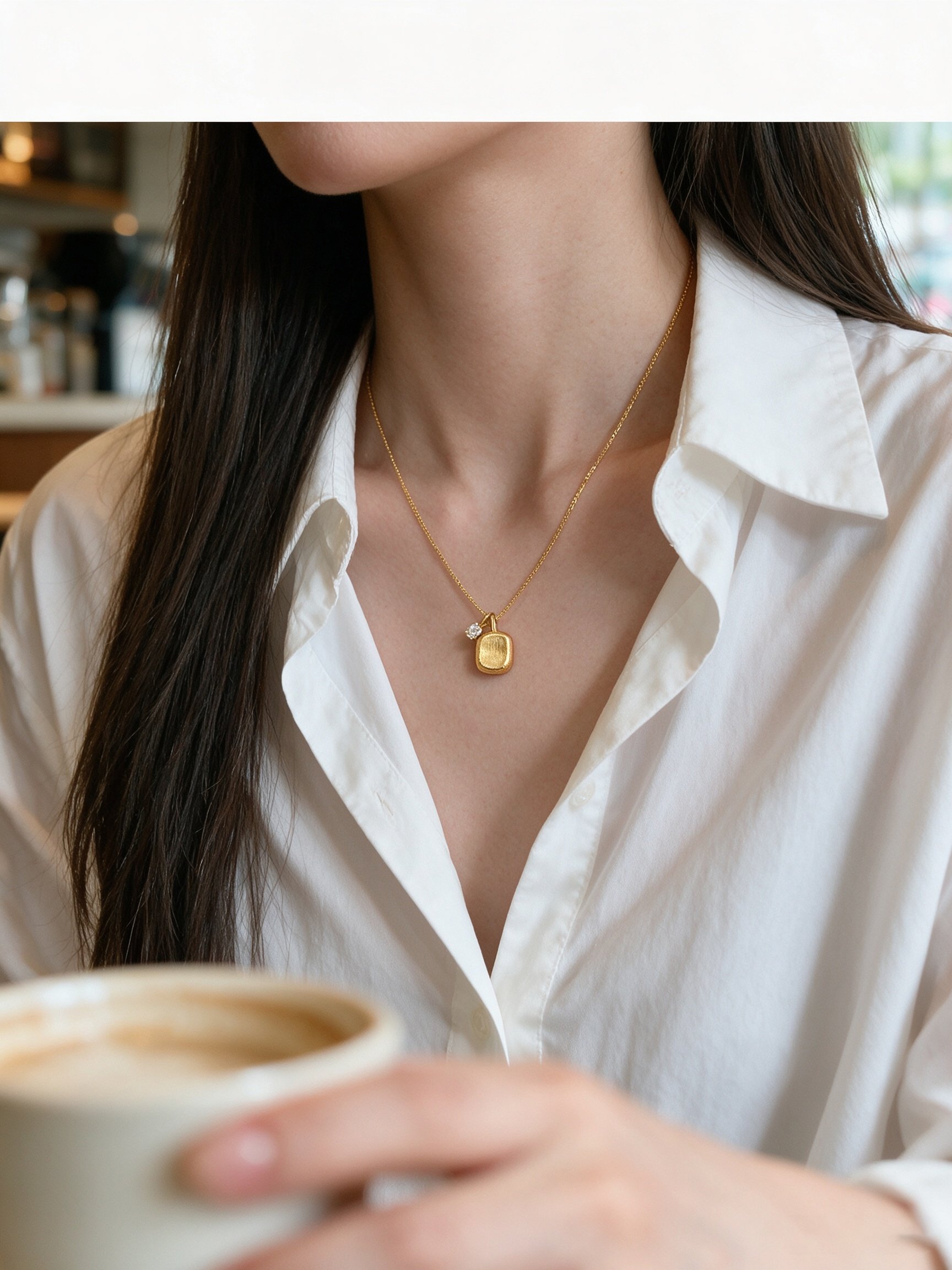 Gold Tone Charm Pendant Necklace