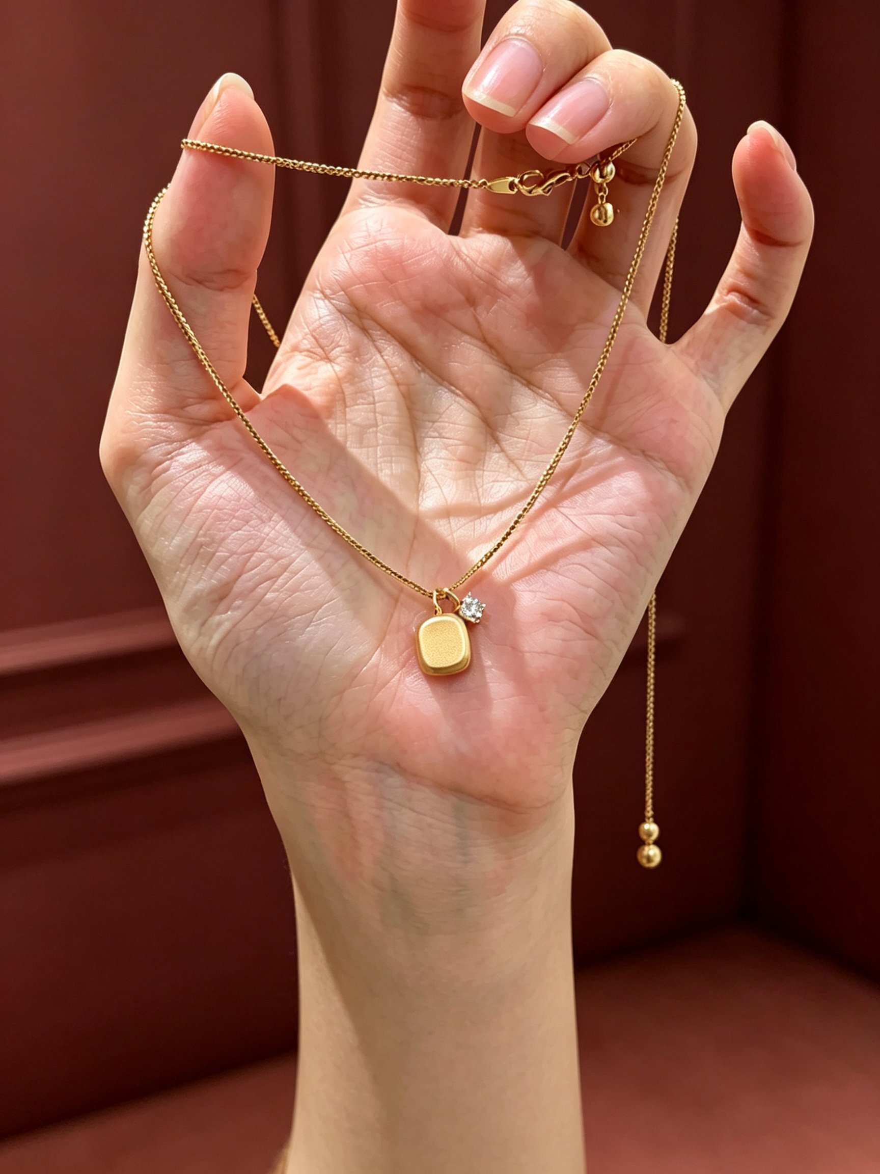 Gold Tone Charm Pendant Necklace