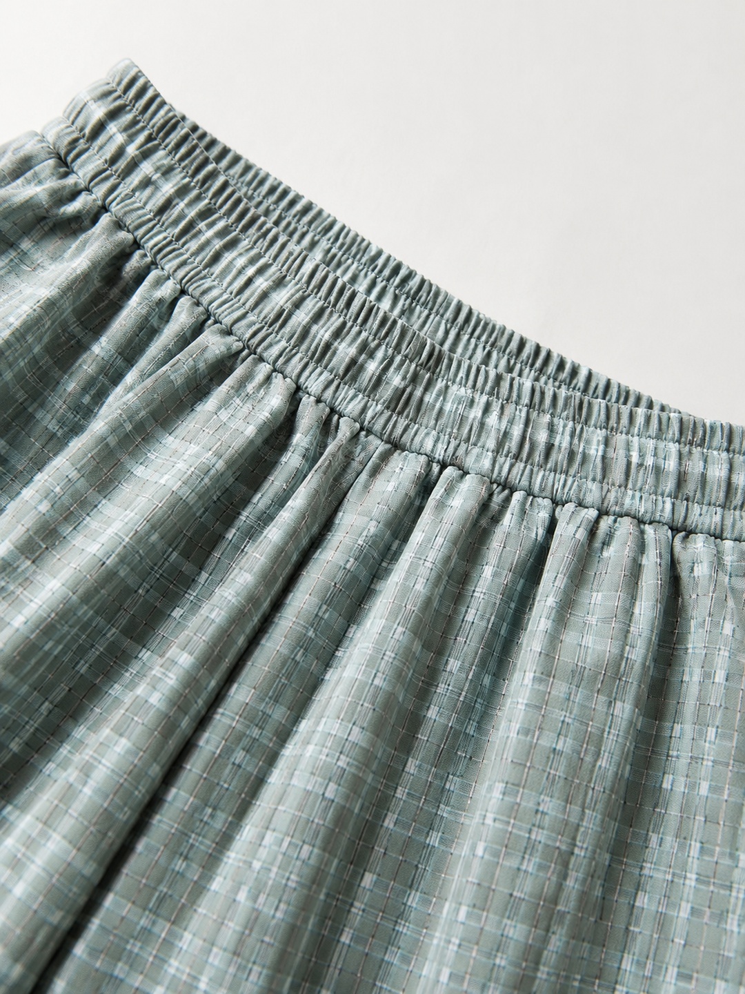 Green Plaid Wide-Leg Trousers
