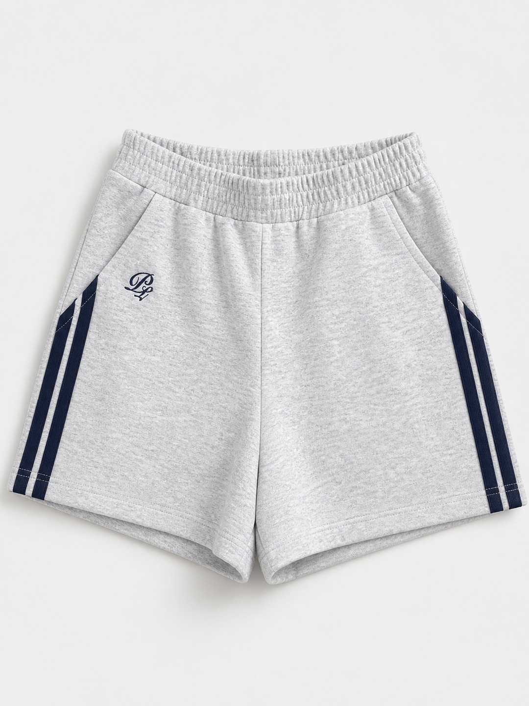 Light Grey High-Waisted Side Stripe Pocket Shorts