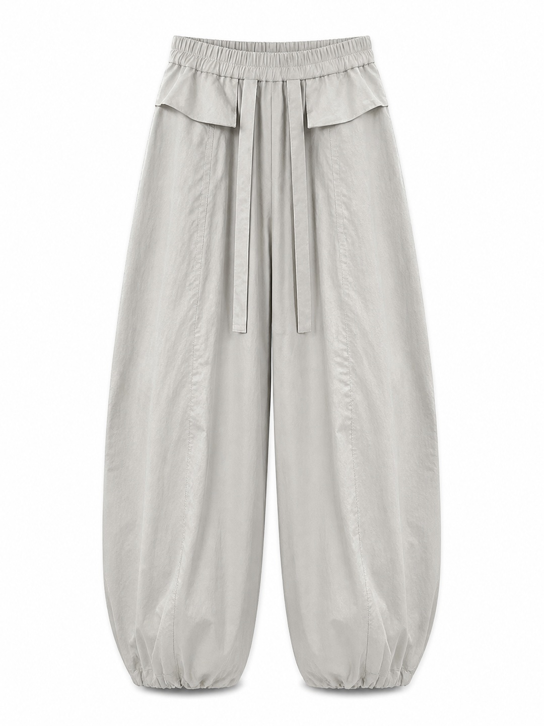 Light Grey Drawstring Harem Pants with Pockets
