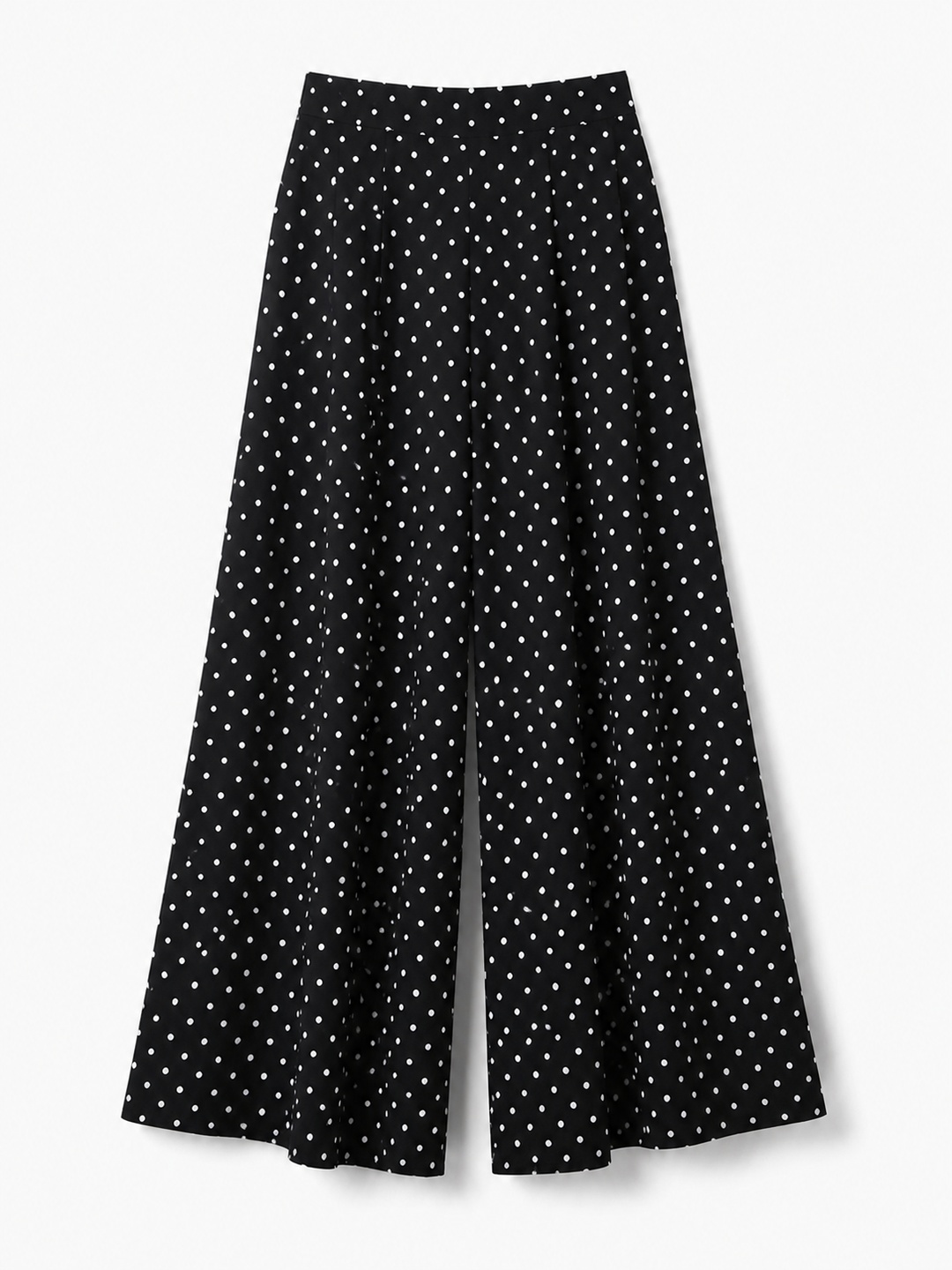 Black Polka Dot Wide-Leg Pants