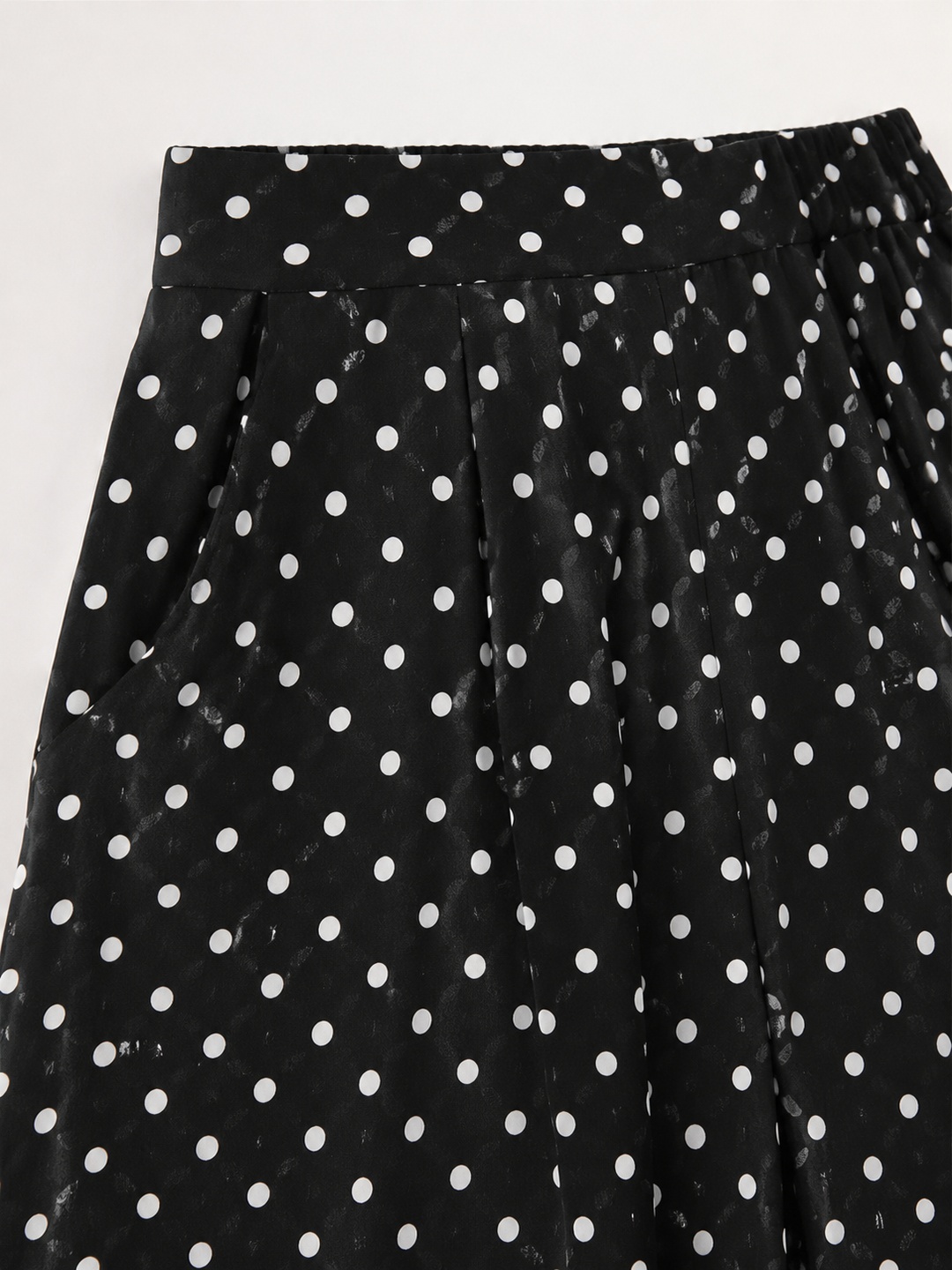 Black Polka Dot Wide-Leg Pants