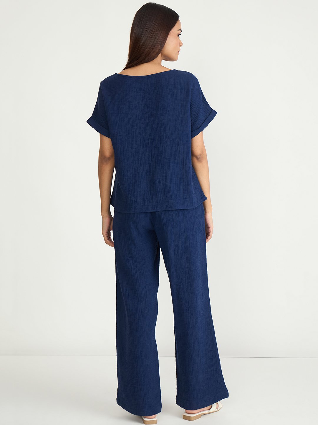 Navy Blue Cotton Trousers and Top Set