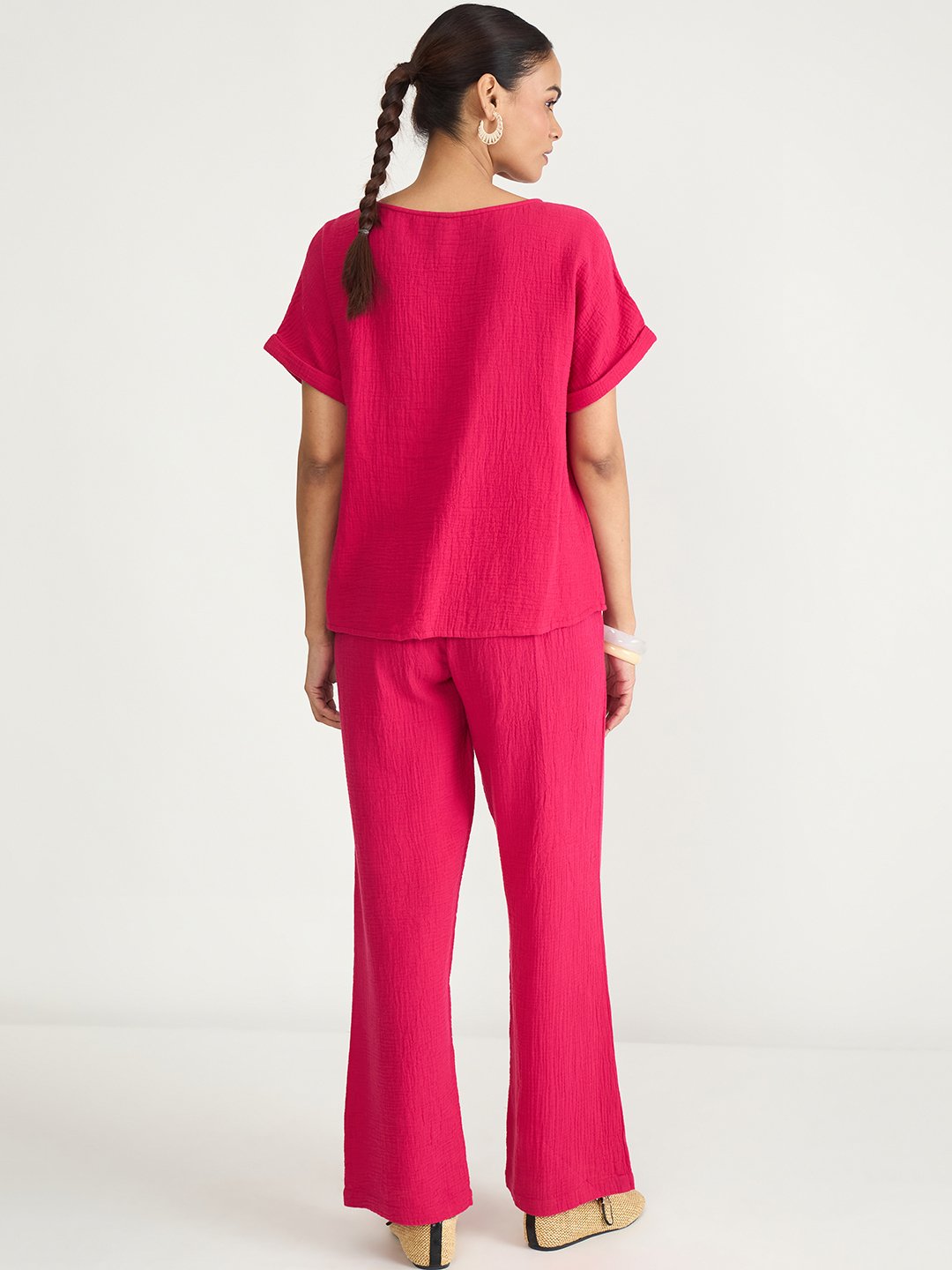 Pink Cotton Trousers and Top Co-Ord Set