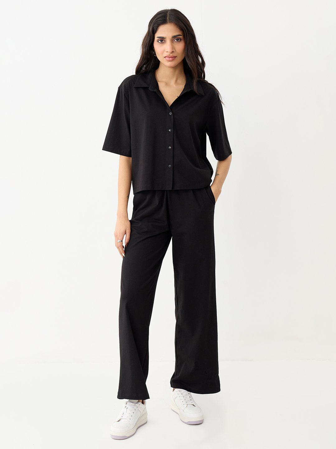 Black Knit Trousers and Top Co-Ord Set