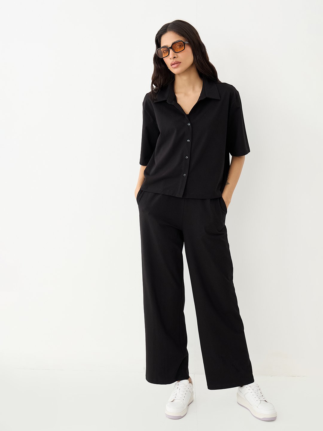 Black Knit Trousers and Top Co-Ord Set
