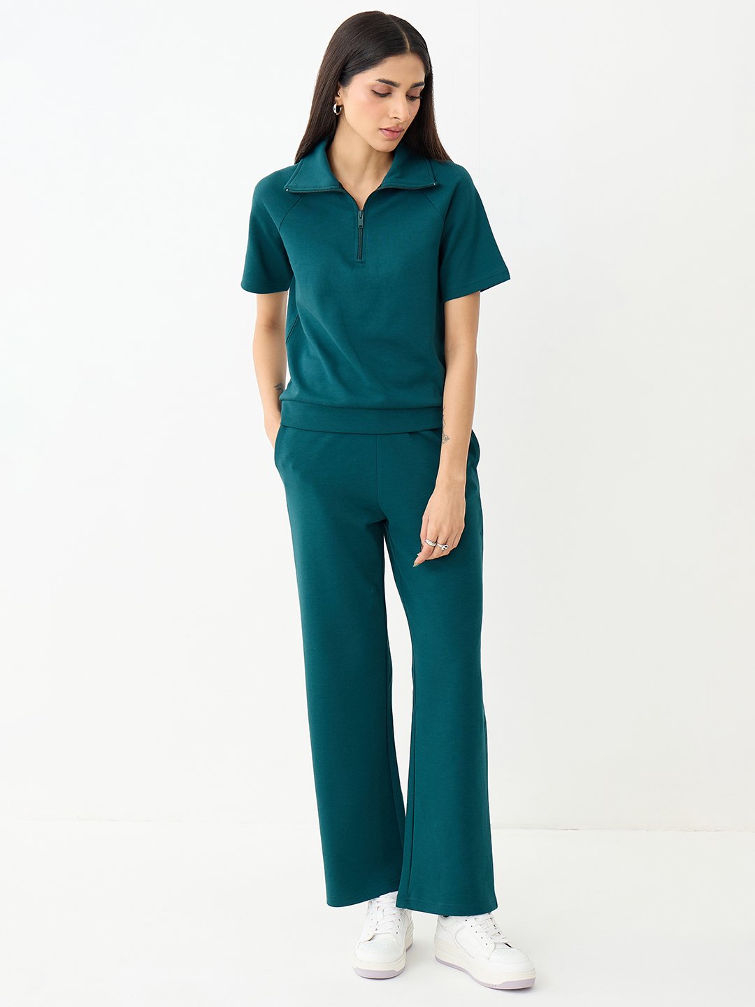 Teal Knit Trousers and Top Co-Ord Set
