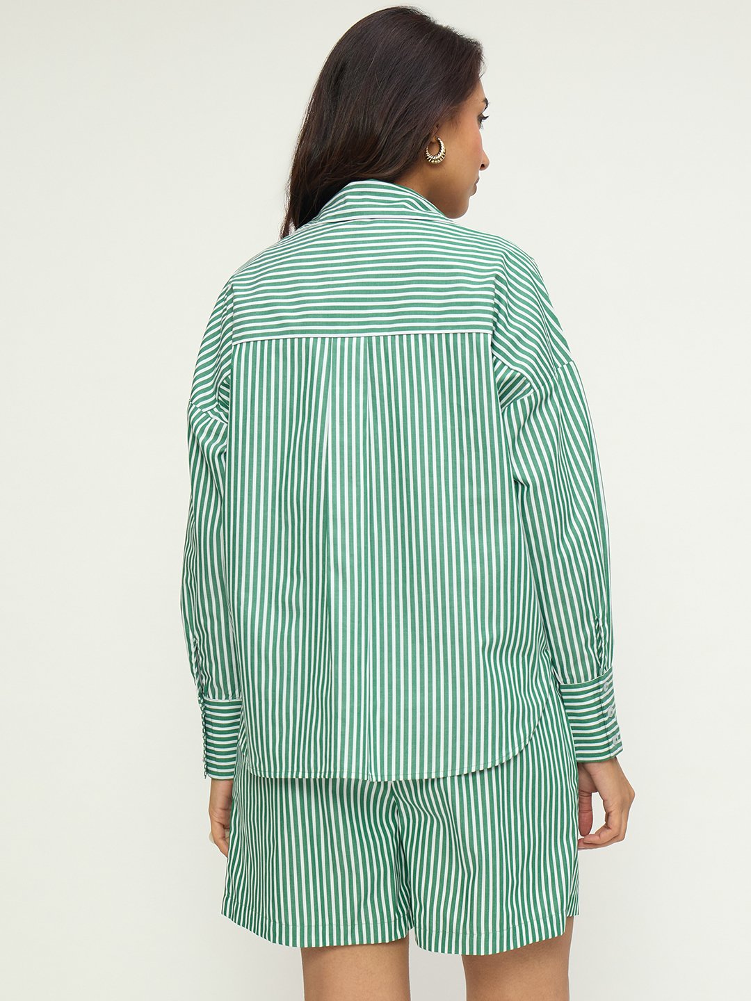 Green Stripe Shirt Co-Ord Set