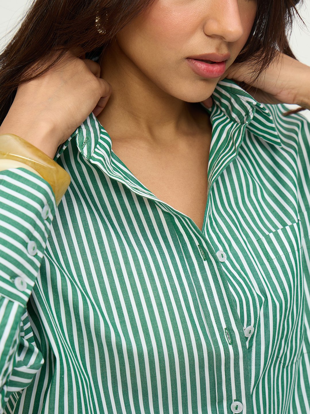 Green Stripe Shirt Co-Ord Set