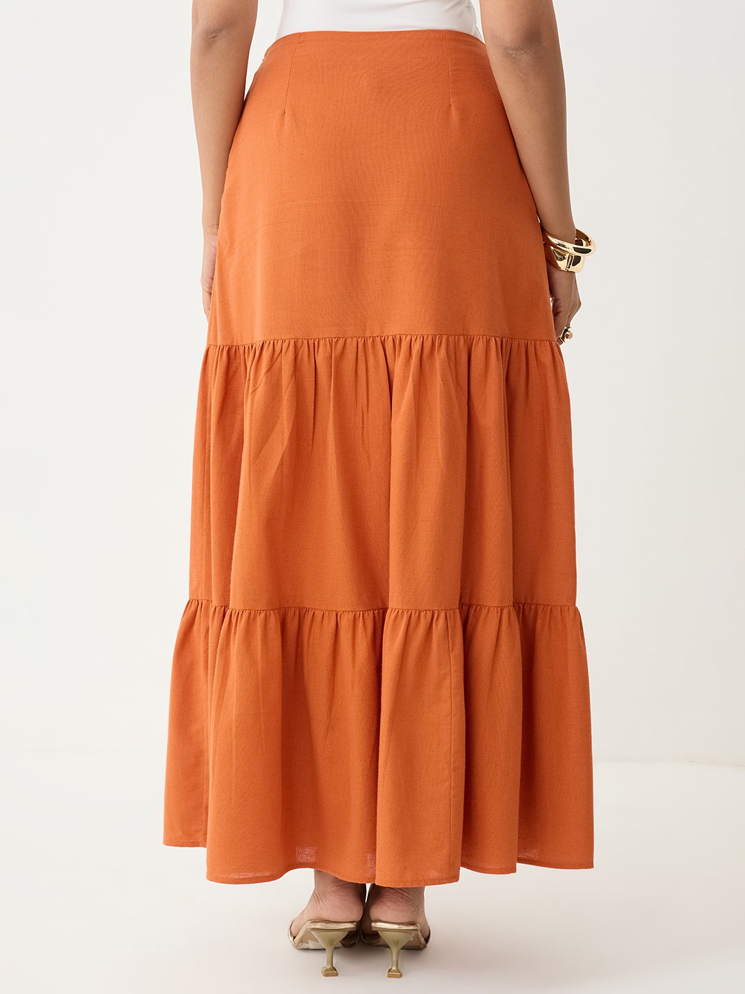 Rust Tiered Maxi Skirt