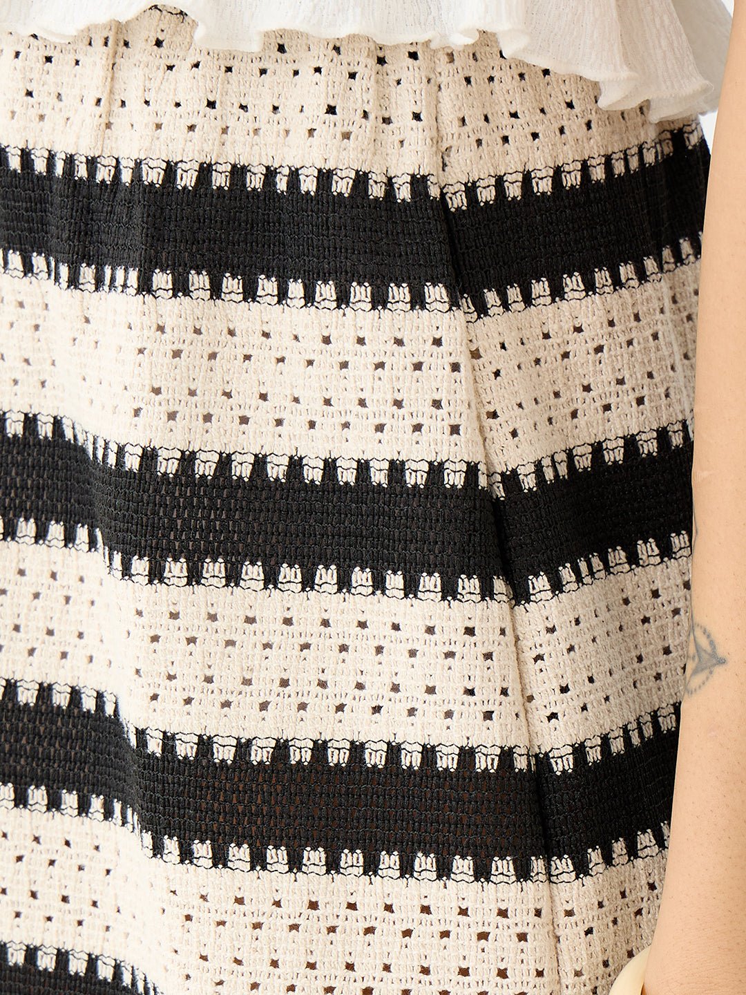 Multi-Stripe Crochet A-Line Ankle Skirt