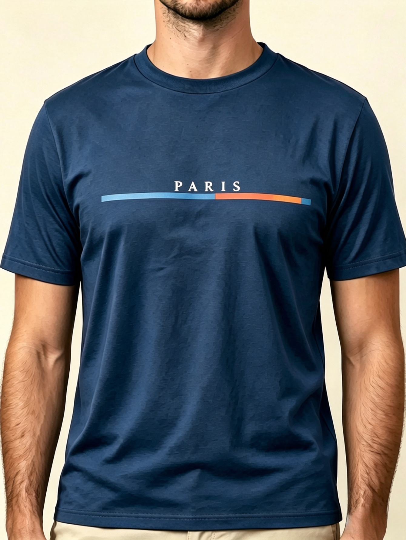Navy Blue Graphic Print Round Neck Regular Fit T-Shirt