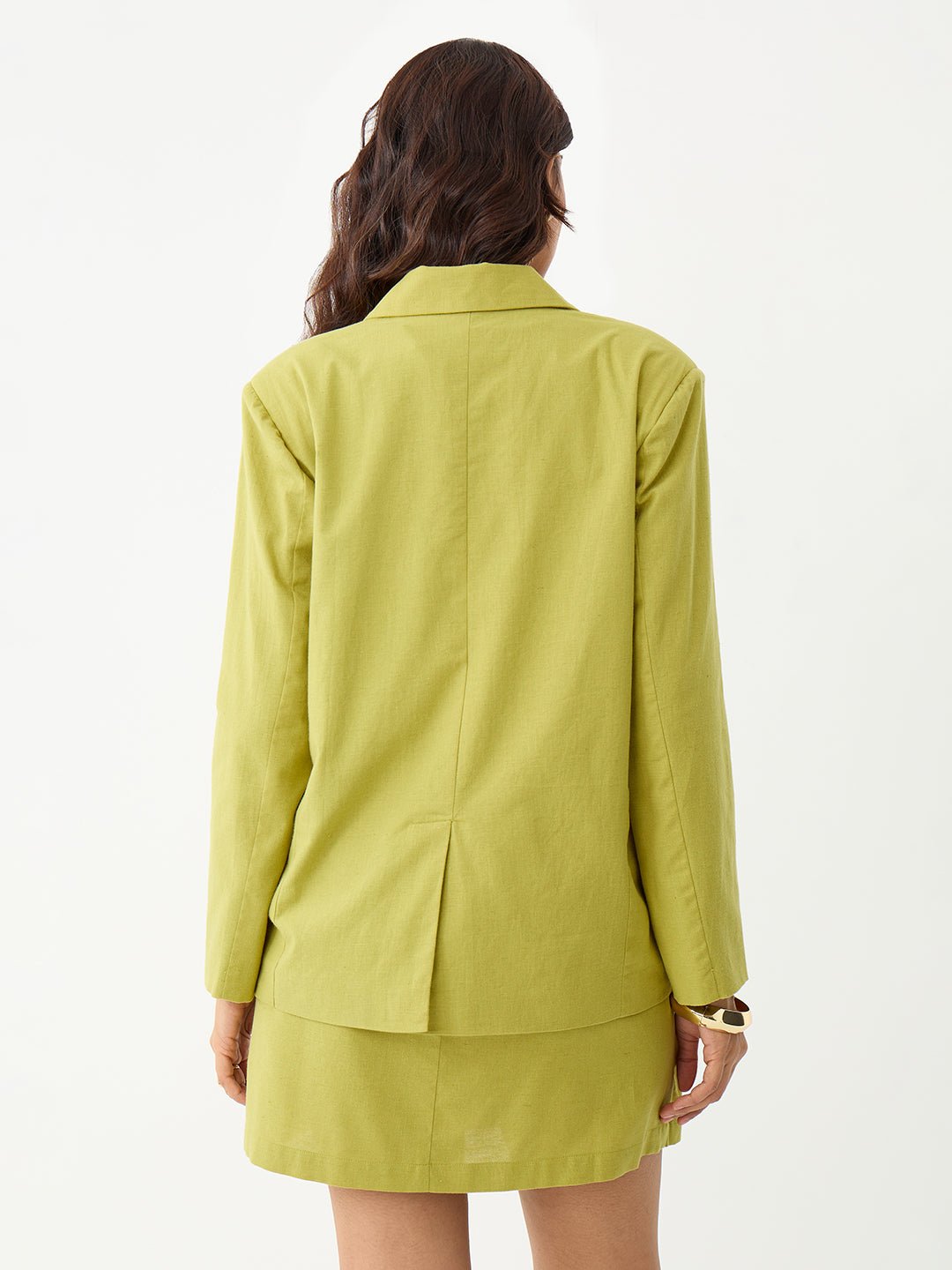 Emerald Green Oversized Longline Blazer with Button Closure