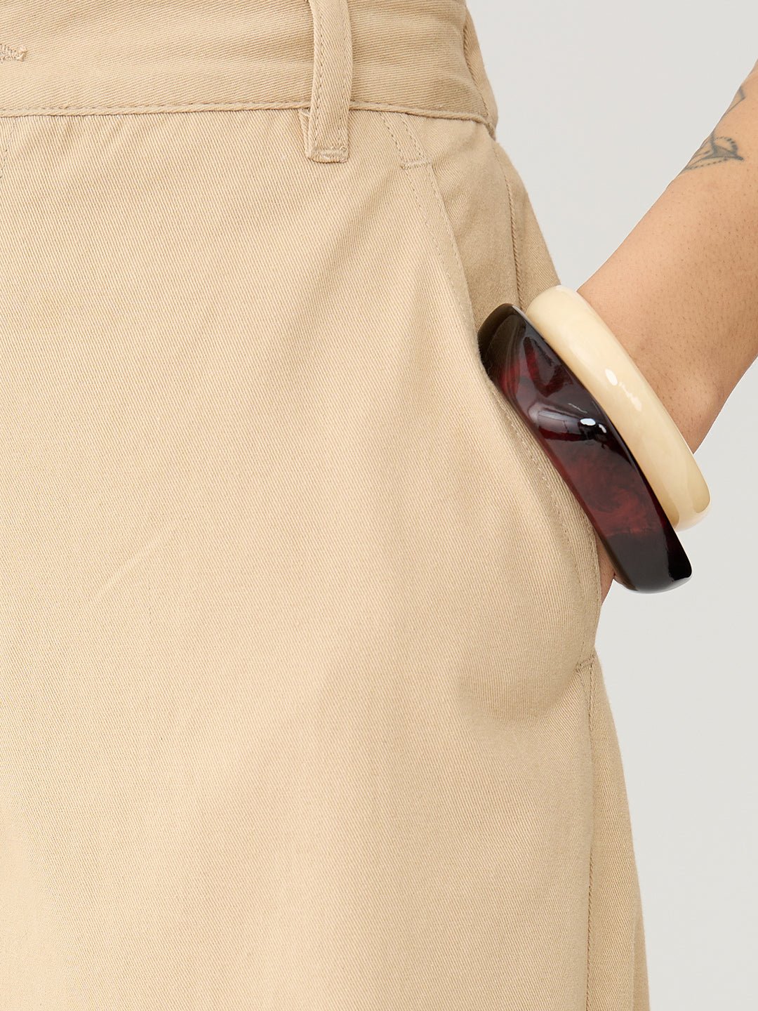 Beige Wide-Leg Trousers